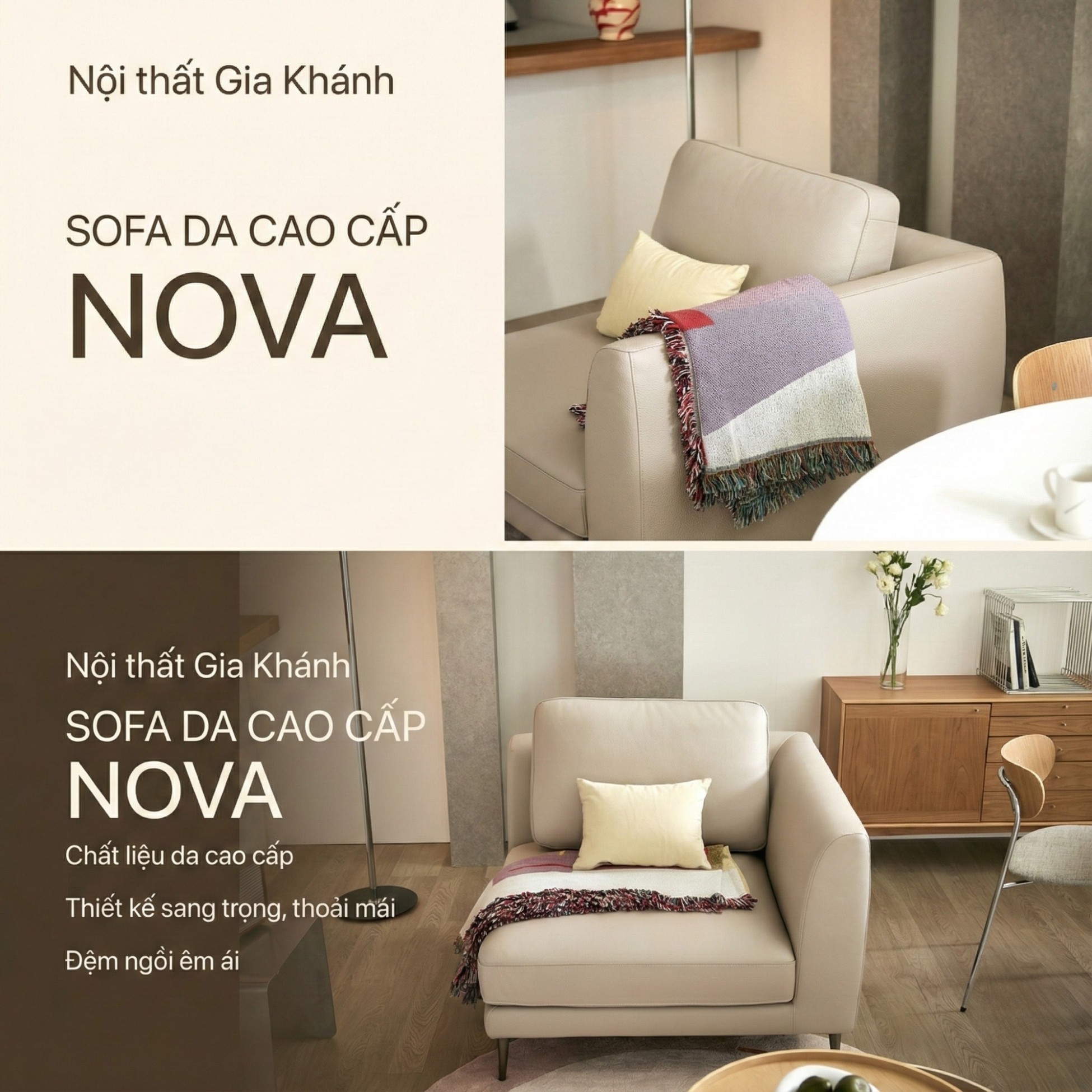 Sofa NOVA 2 – Sofa Da Đơn Hiện Đại Dạng Module Linh Hoạt Cho Khởi Đầu Mới 