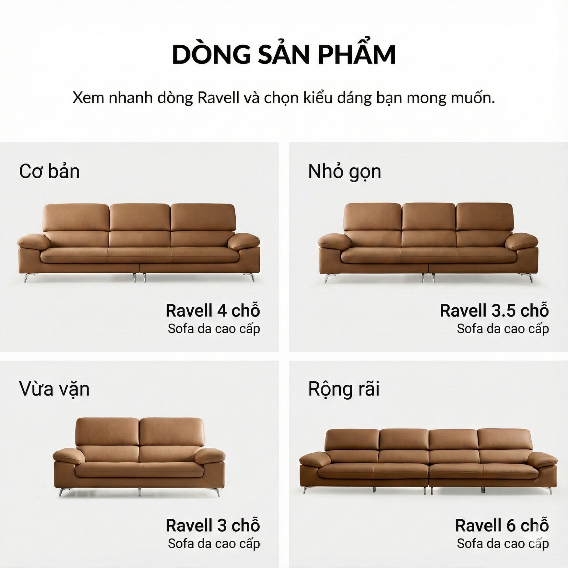 Sofa Ravell - Sofa Da Hiện Đại Cao Cấp Cho Phòng Khách