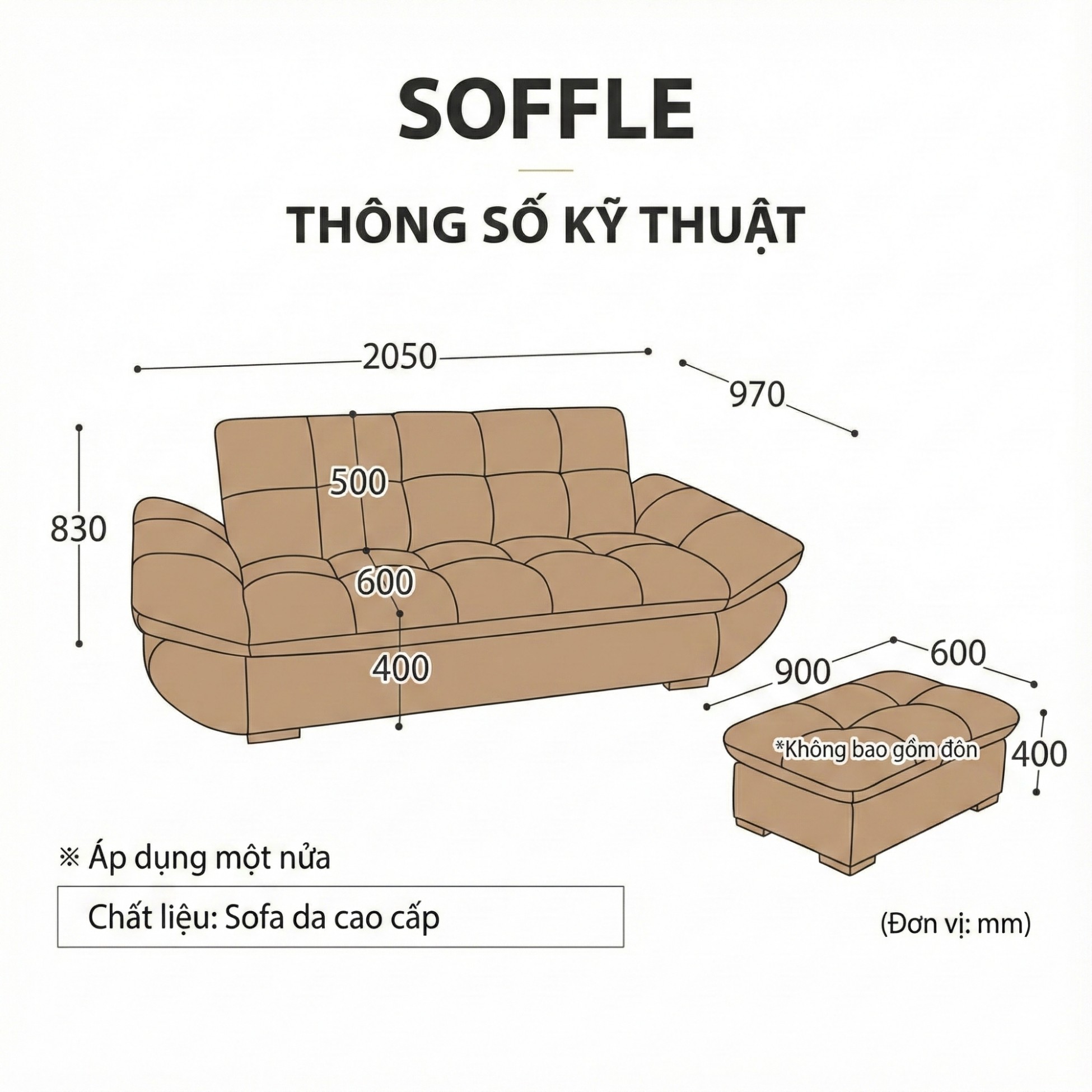 Sofa SOFFLE - Sofa Băng Hiện Đại Kiêm Giường Cho Phòng Khách Thư Thái
