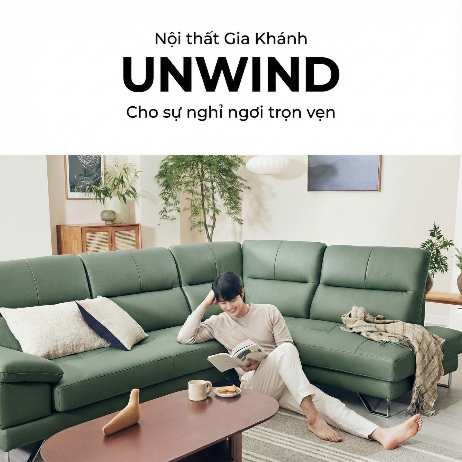 Sofa UNWIND – Sofa Da Cao Cấp Góc L Rộng Rãi Êm Ái Thư Giãn