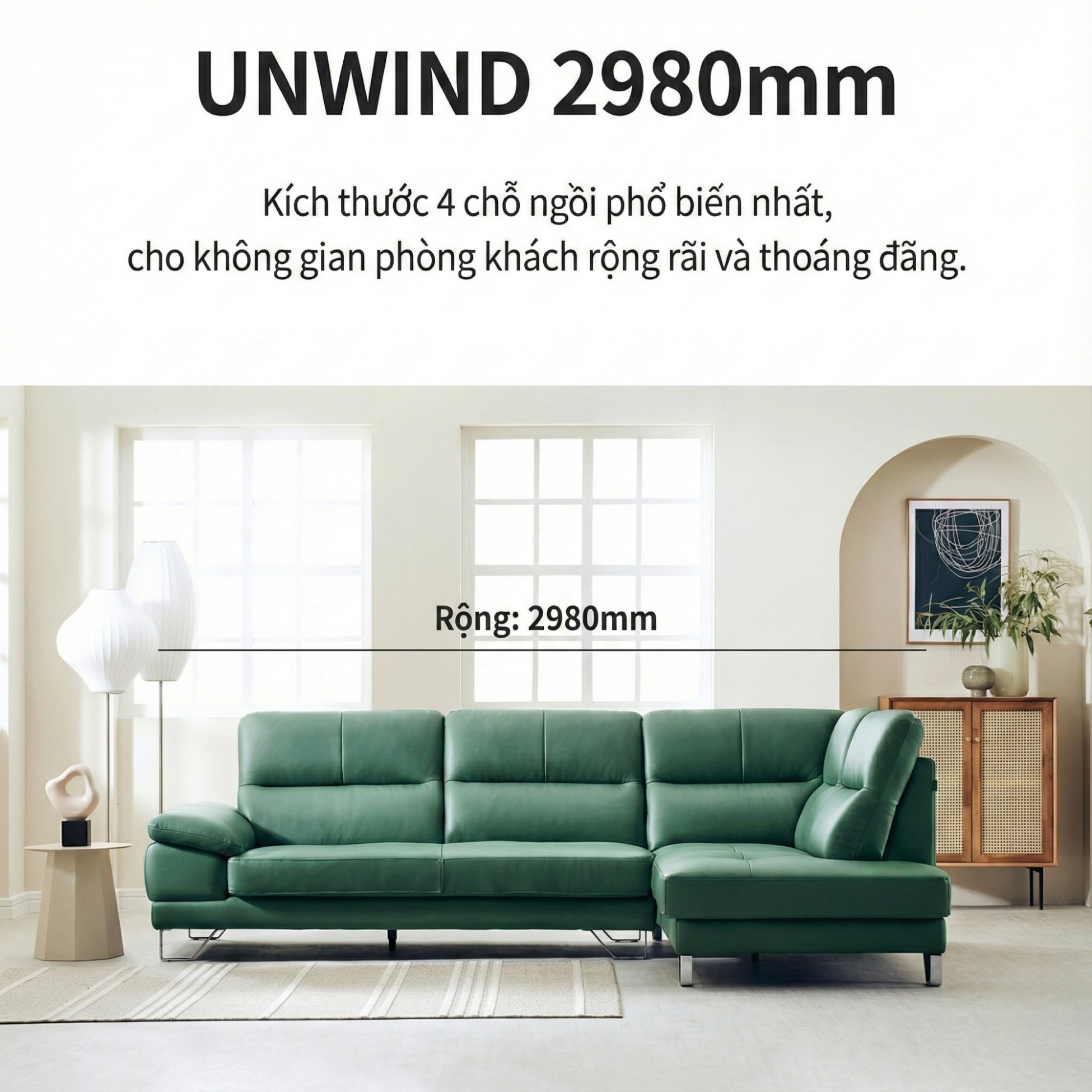 Sofa UNWIND – Sofa Da Cao Cấp Góc L Rộng Rãi Êm Ái Thư Giãn