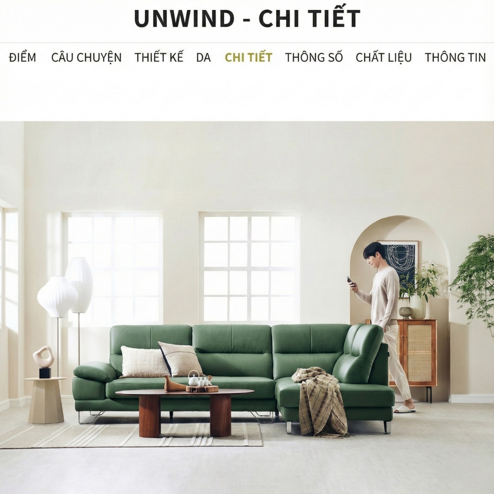 Sofa UNWIND – Sofa Da Cao Cấp Góc L Rộng Rãi Êm Ái Thư Giãn