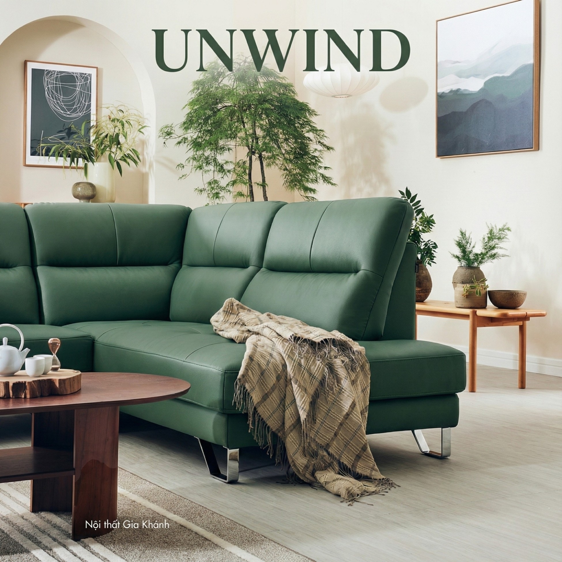 Sofa UNWIND – Sofa Da Cao Cấp Góc L Rộng Rãi Êm Ái Thư Giãn