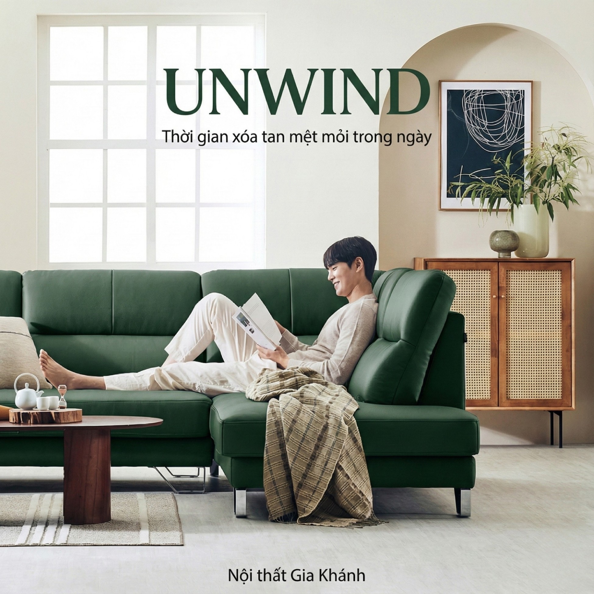 Sofa UNWIND – Sofa Da Cao Cấp Góc L Rộng Rãi Êm Ái Thư Giãn