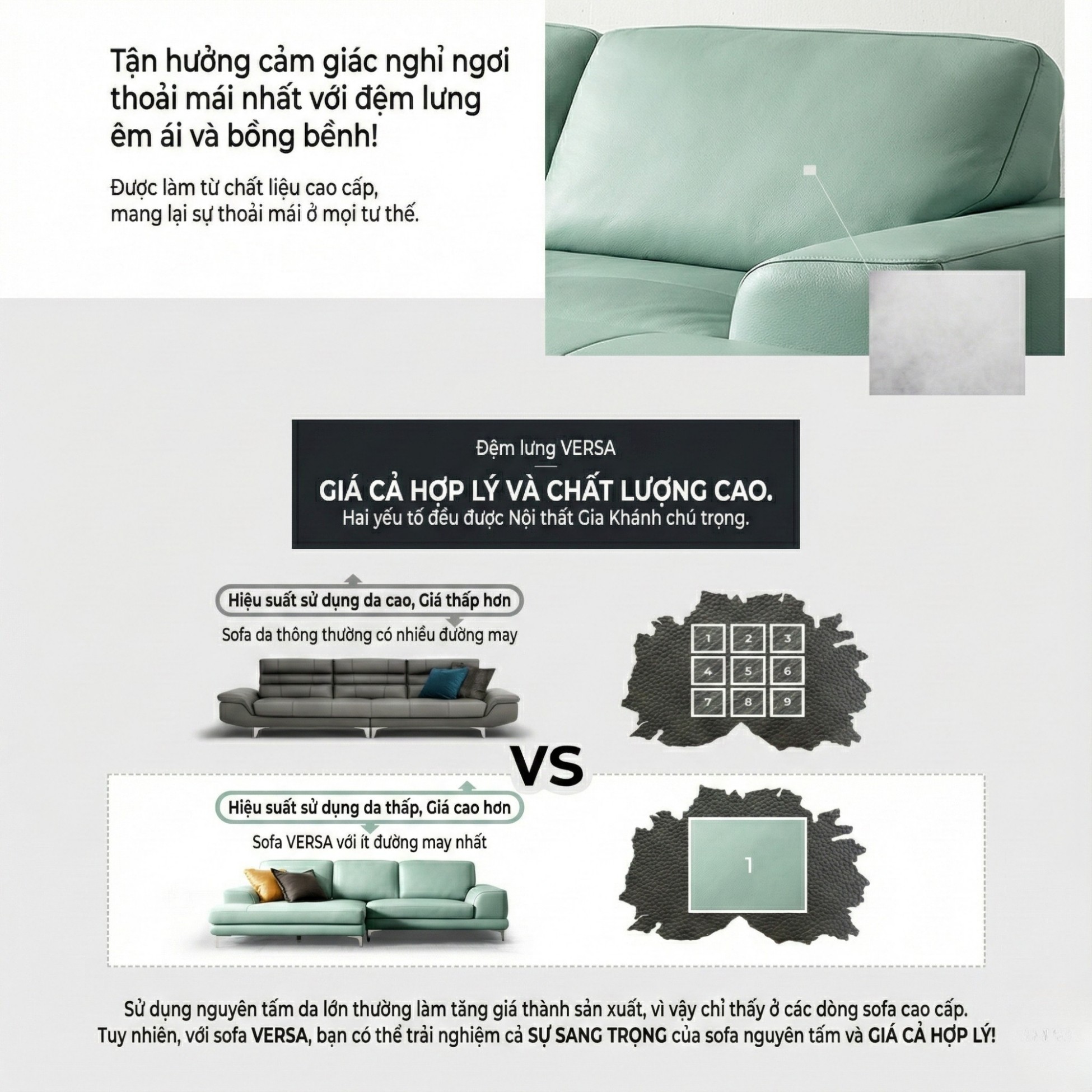 Sofa VERSA – Sofa Da Cao Cấp Linh Hoạt Tùy Biến Phong Cách