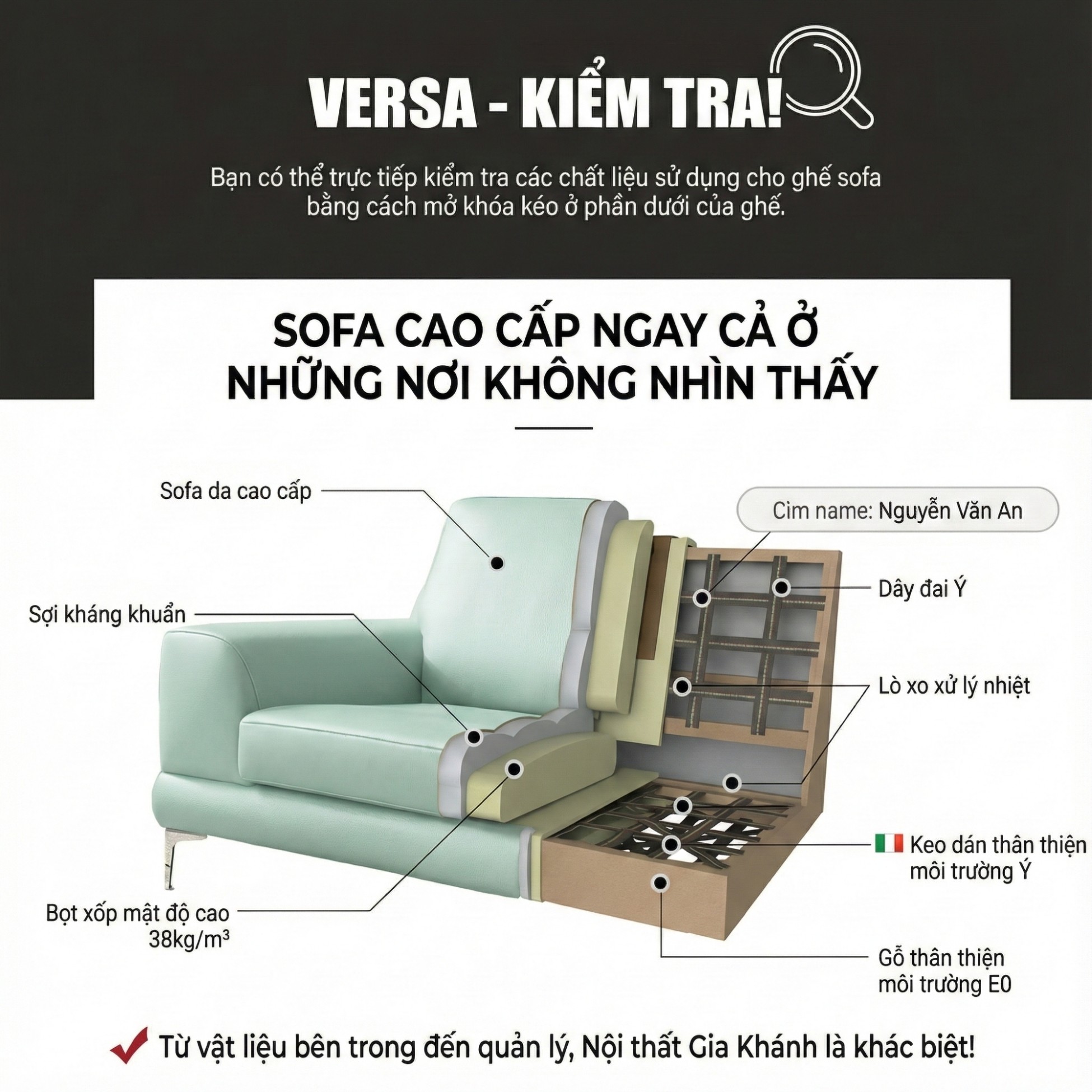 Sofa VERSA – Sofa Da Cao Cấp Linh Hoạt Tùy Biến Phong Cách