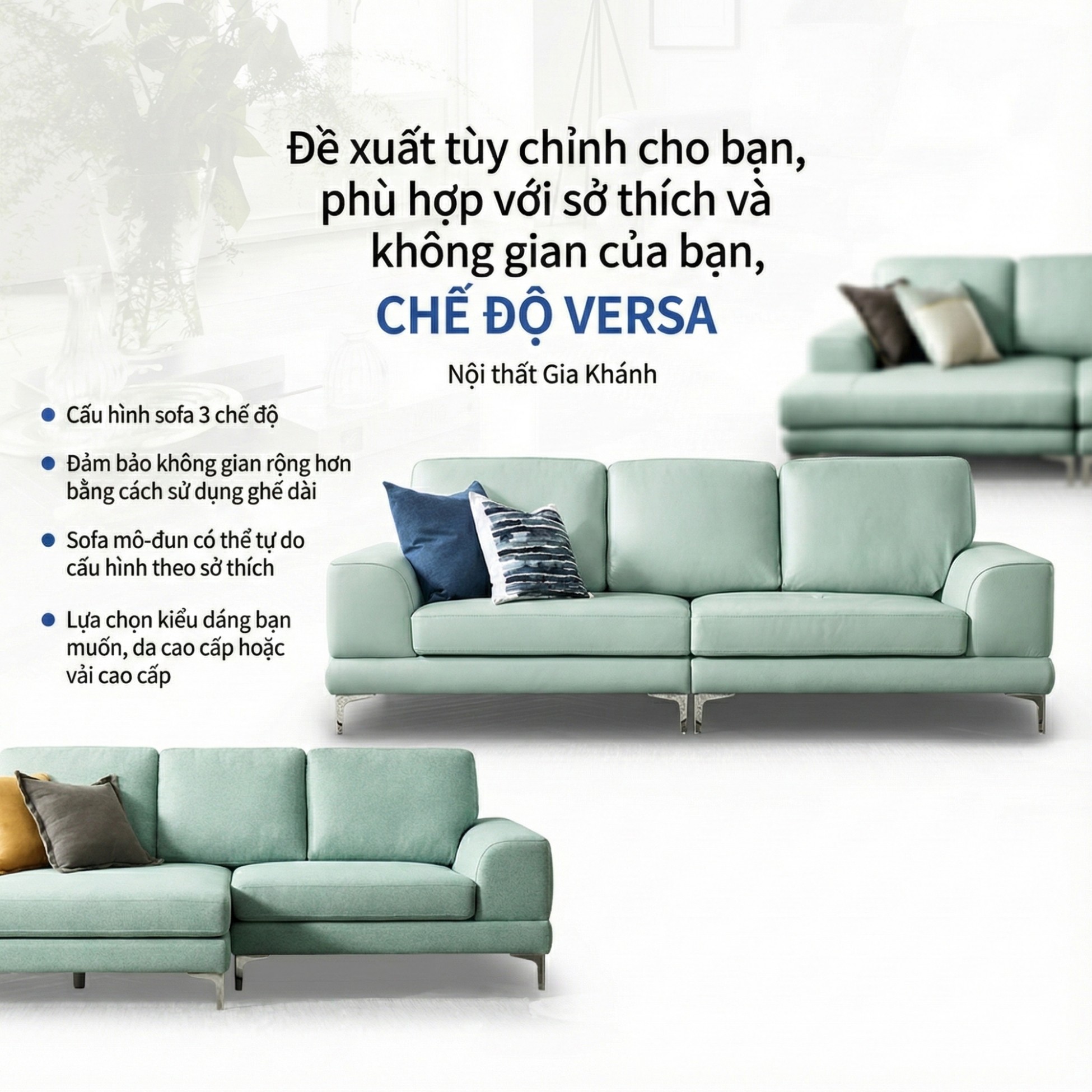 Sofa VERSA – Sofa Da Cao Cấp Linh Hoạt Tùy Biến Phong Cách