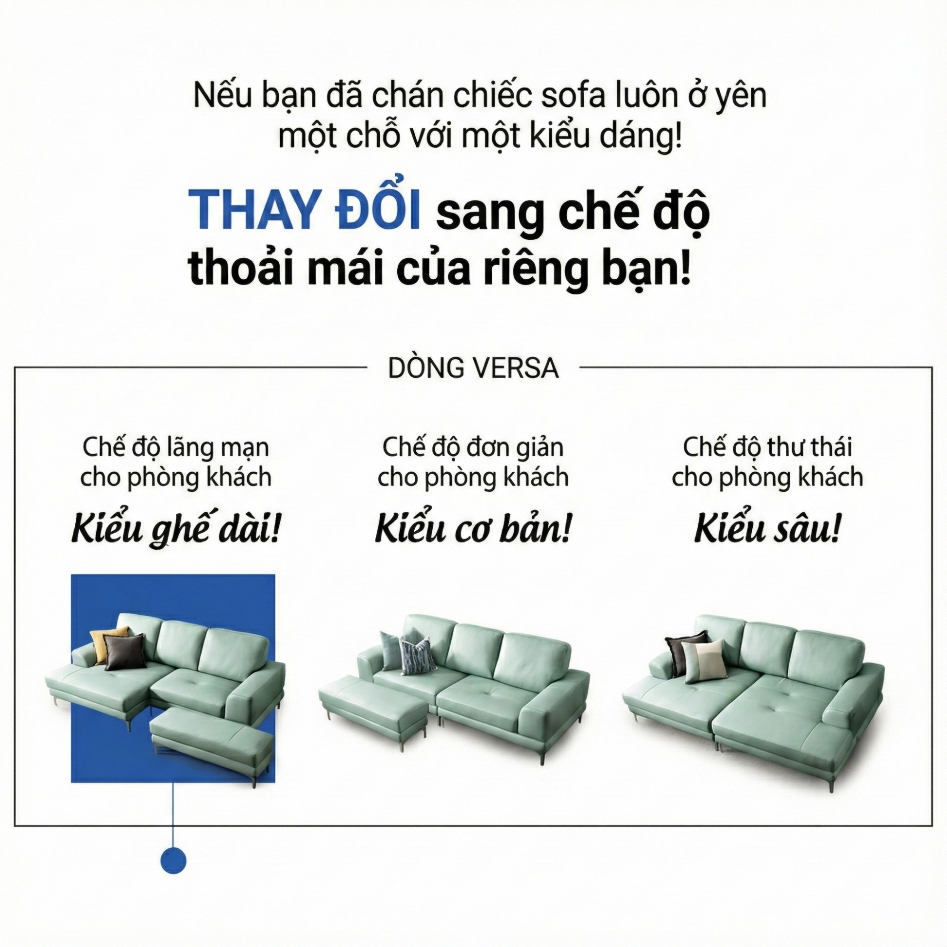 Sofa VERSA – Sofa Da Cao Cấp Linh Hoạt Tùy Biến Phong Cách