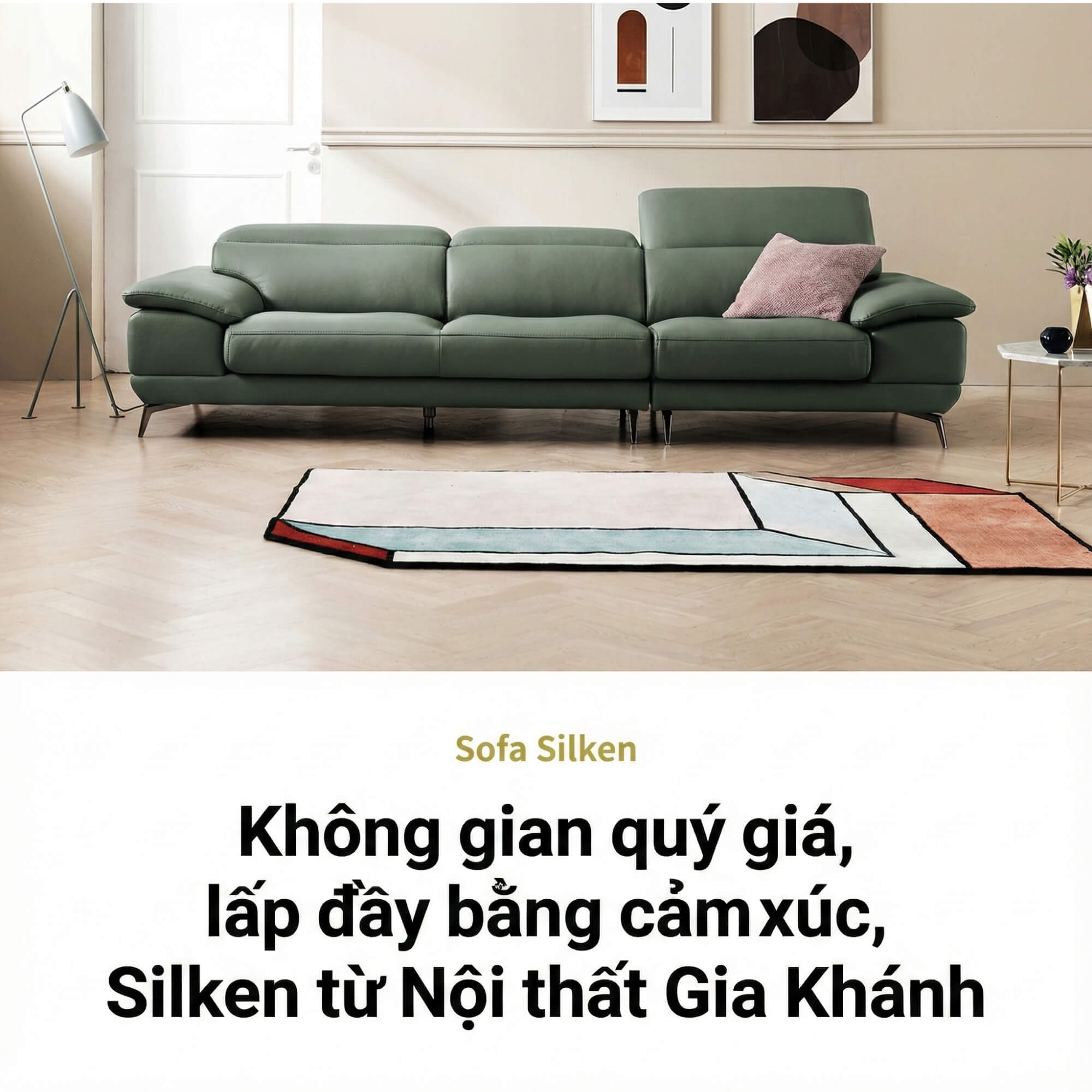Sofa SILKEN - Sofa Băng Bọc Da Hiện Đại Với Tựa Đầu Thông Minh