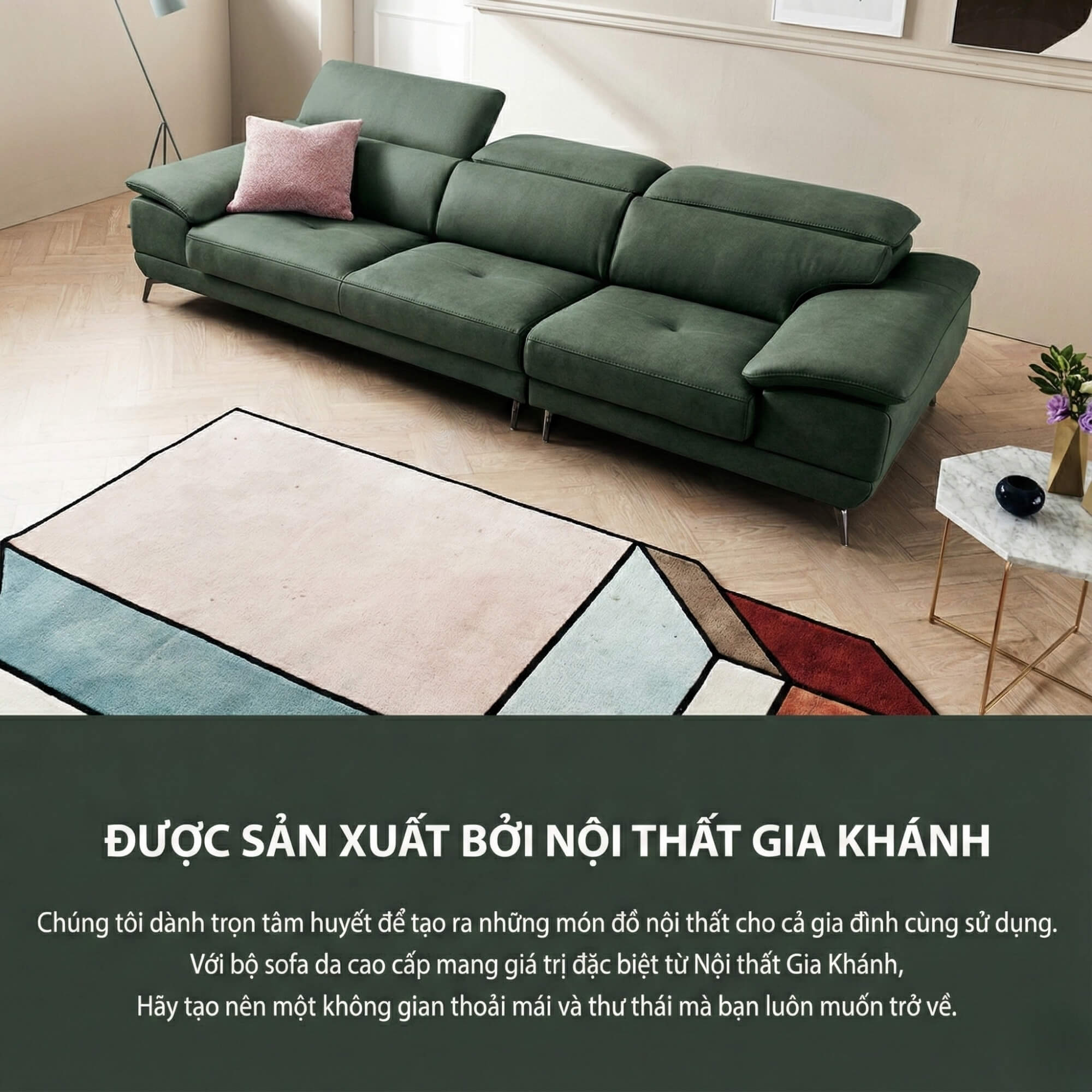 Sofa SILKEN - Sofa Băng Bọc Da Hiện Đại Với Tựa Đầu Thông Minh