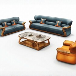 Bộ sofa gỗ Mun SBF312-124 được chụp từ góc trên cao, trên nền trắng tinh tế, làm nổi bật tổng thể thiết kế. Sản phẩm bao g…