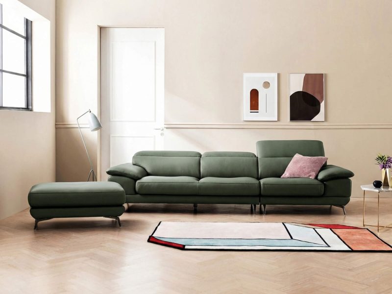 Sofa SILKEN - Sofa Băng Bọc Da Hiện Đại Với Tựa Đầu Thông Minh