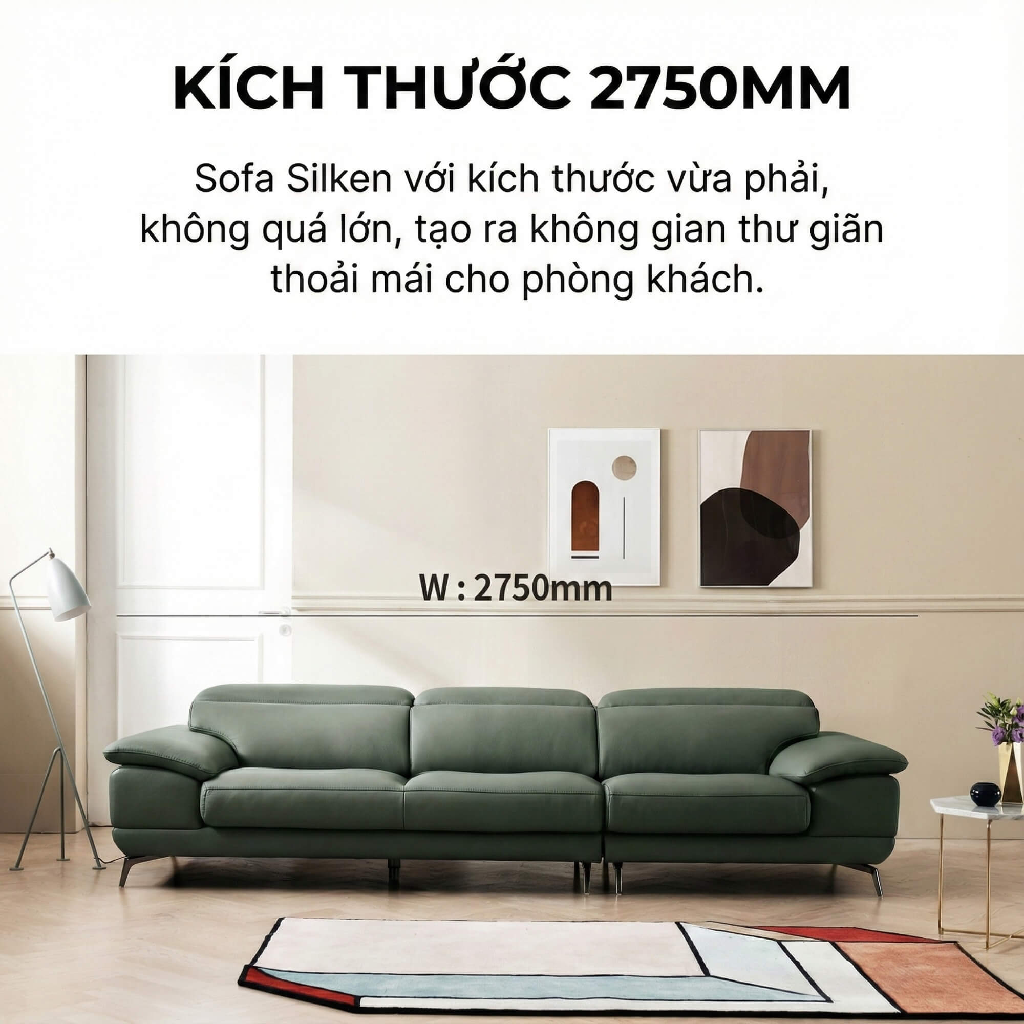 Sofa SILKEN - Sofa Băng Bọc Da Hiện Đại Với Tựa Đầu Thông Minh