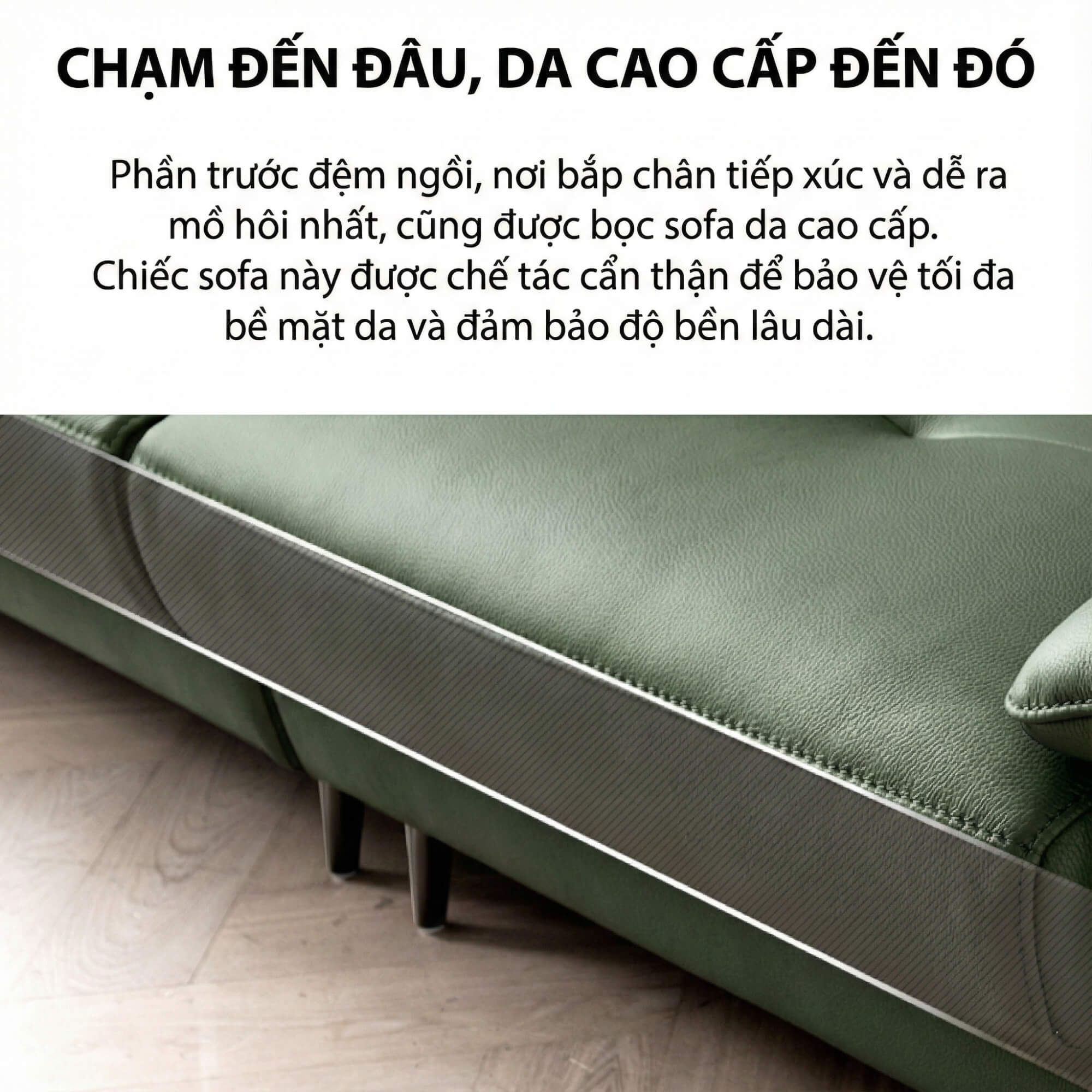Sofa SILKEN - Sofa Băng Bọc Da Hiện Đại Với Tựa Đầu Thông Minh