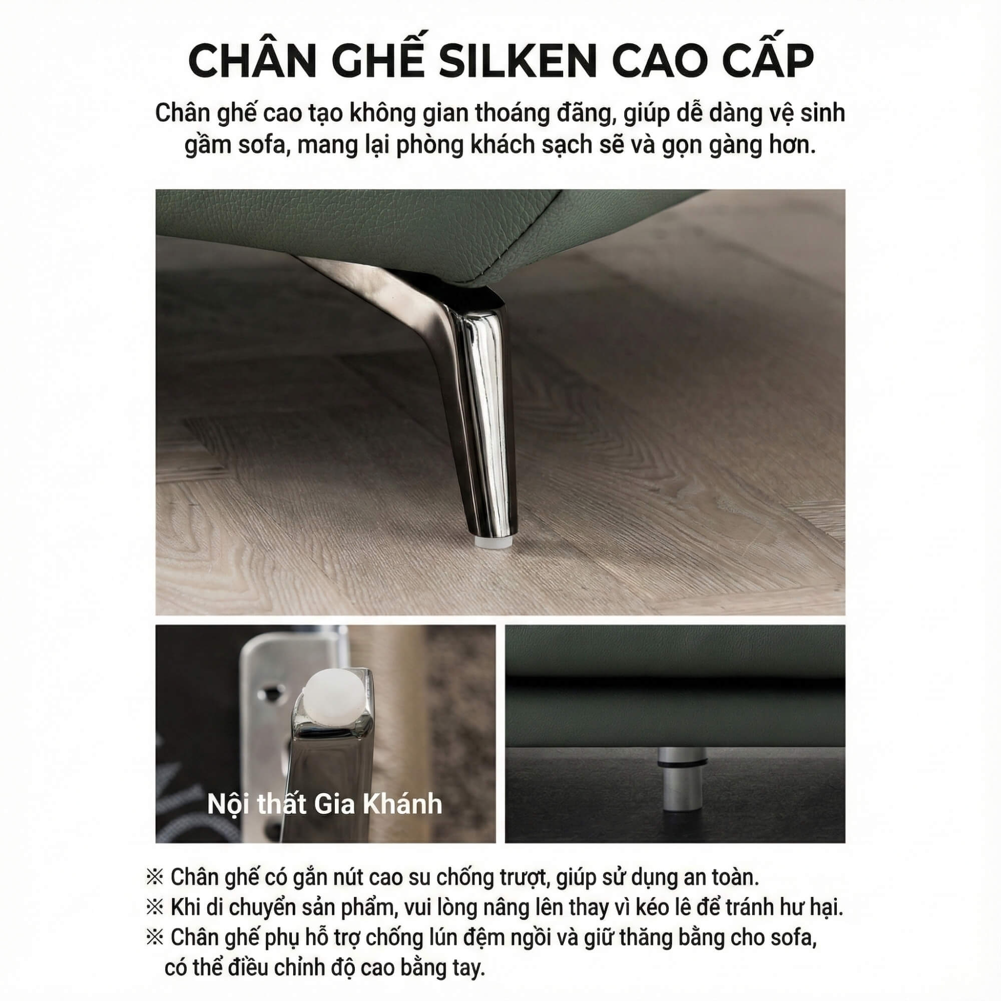 Sofa SILKEN - Sofa Băng Bọc Da Hiện Đại Với Tựa Đầu Thông Minh