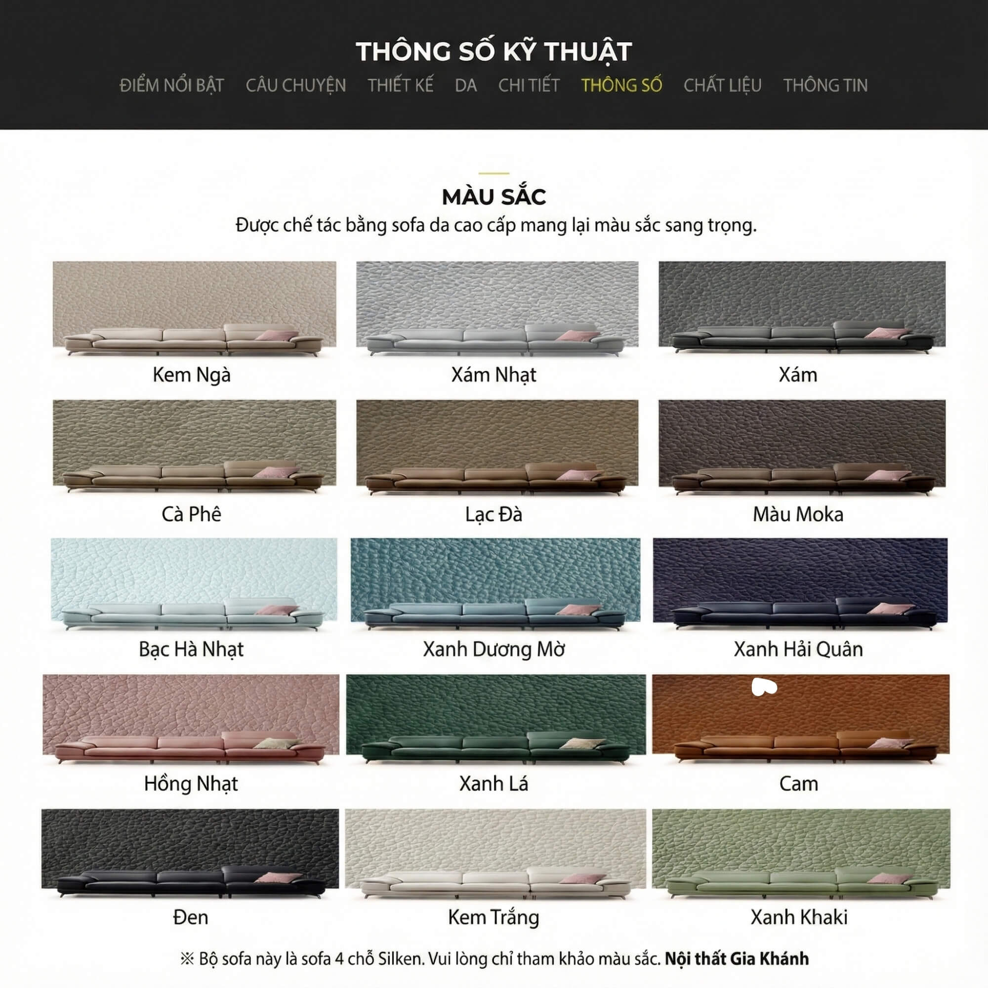 Sofa SILKEN - Sofa Băng Bọc Da Hiện Đại Với Tựa Đầu Thông Minh