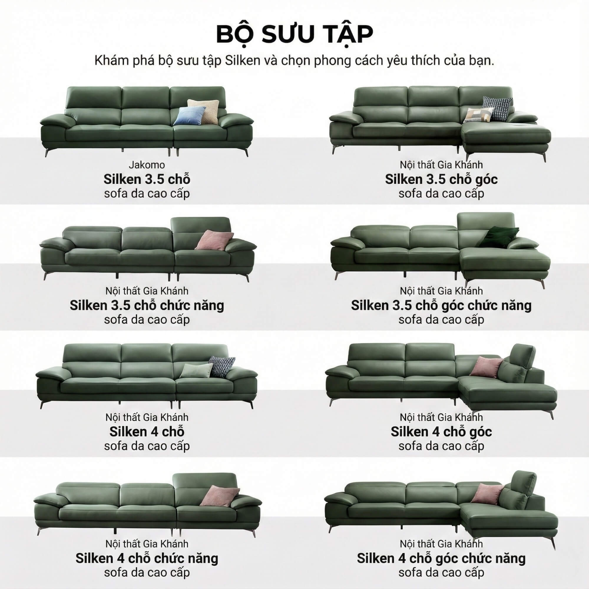 Sofa SILKEN - Sofa Băng Bọc Da Hiện Đại Với Tựa Đầu Thông Minh