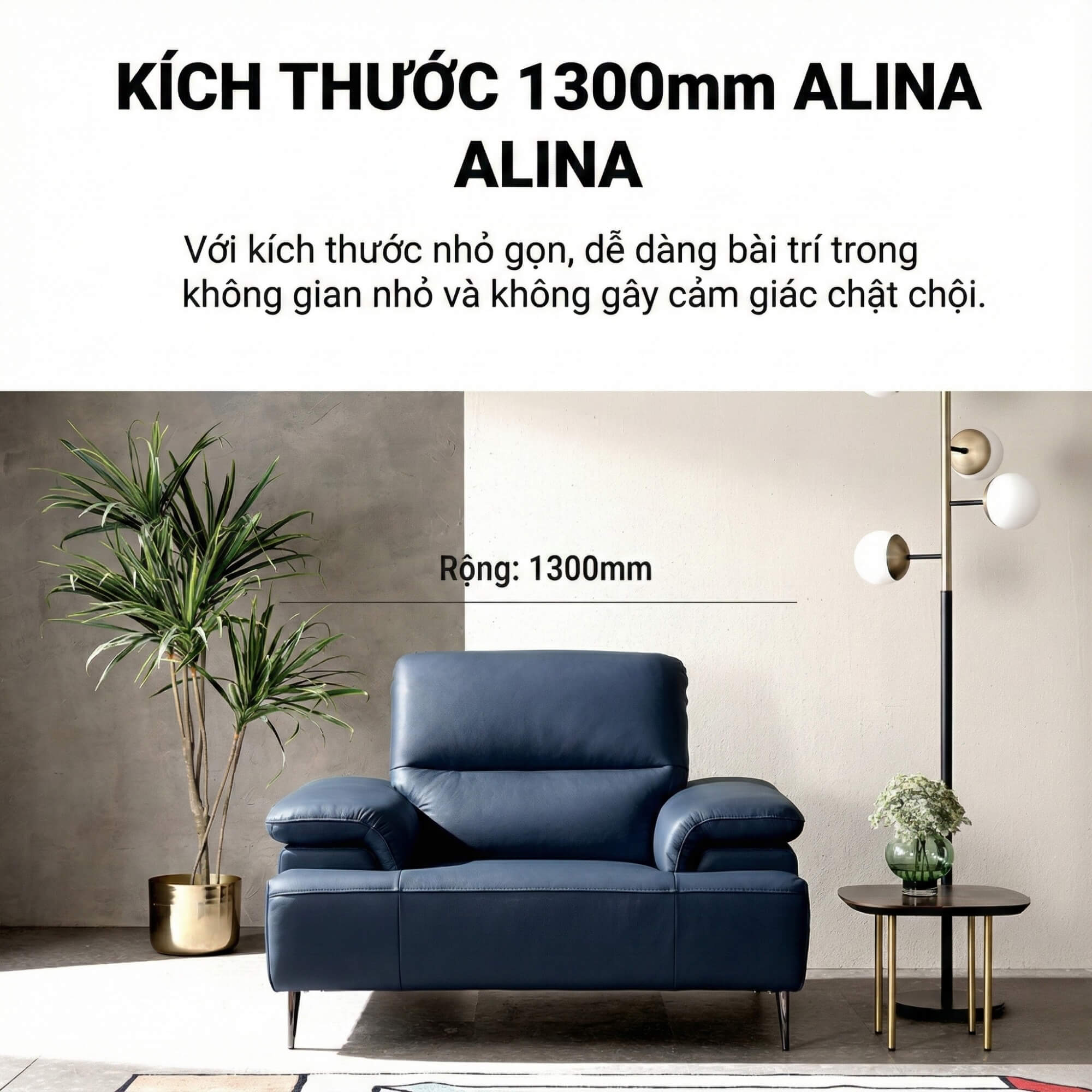 Sofa ALINA - Sofa Đơn Thư Giãn Bọc Da Cao Cấp Sang Trọng