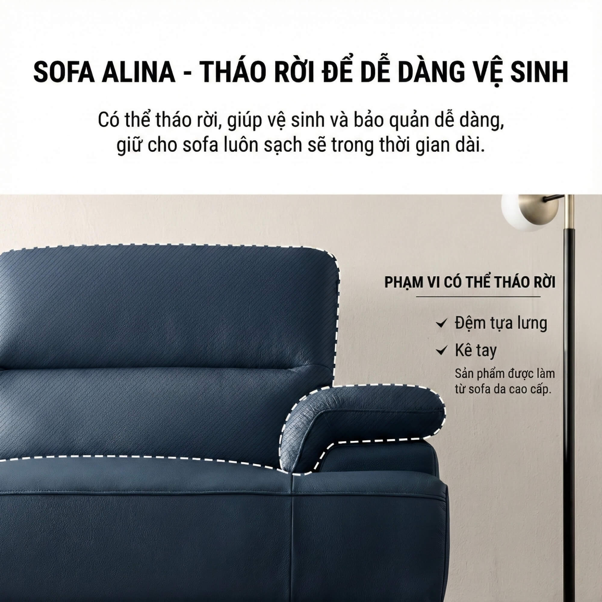 Sofa ALINA - Sofa Đơn Thư Giãn Bọc Da Cao Cấp Sang Trọng
