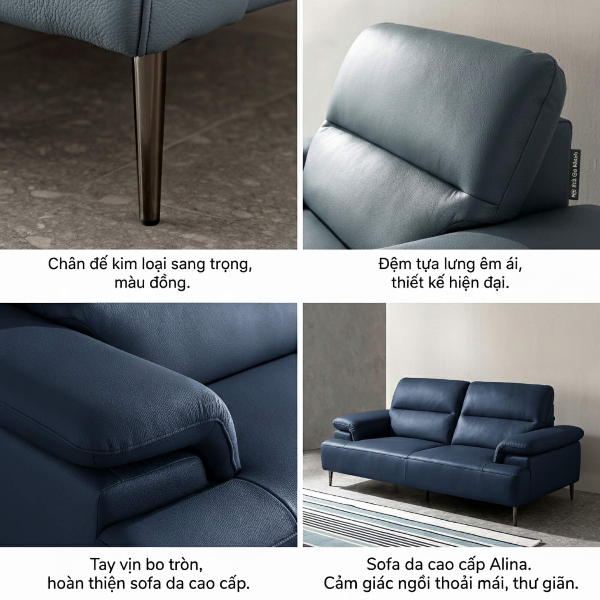 Sofa ALINA - Sofa Đơn Thư Giãn Bọc Da Cao Cấp Sang Trọng