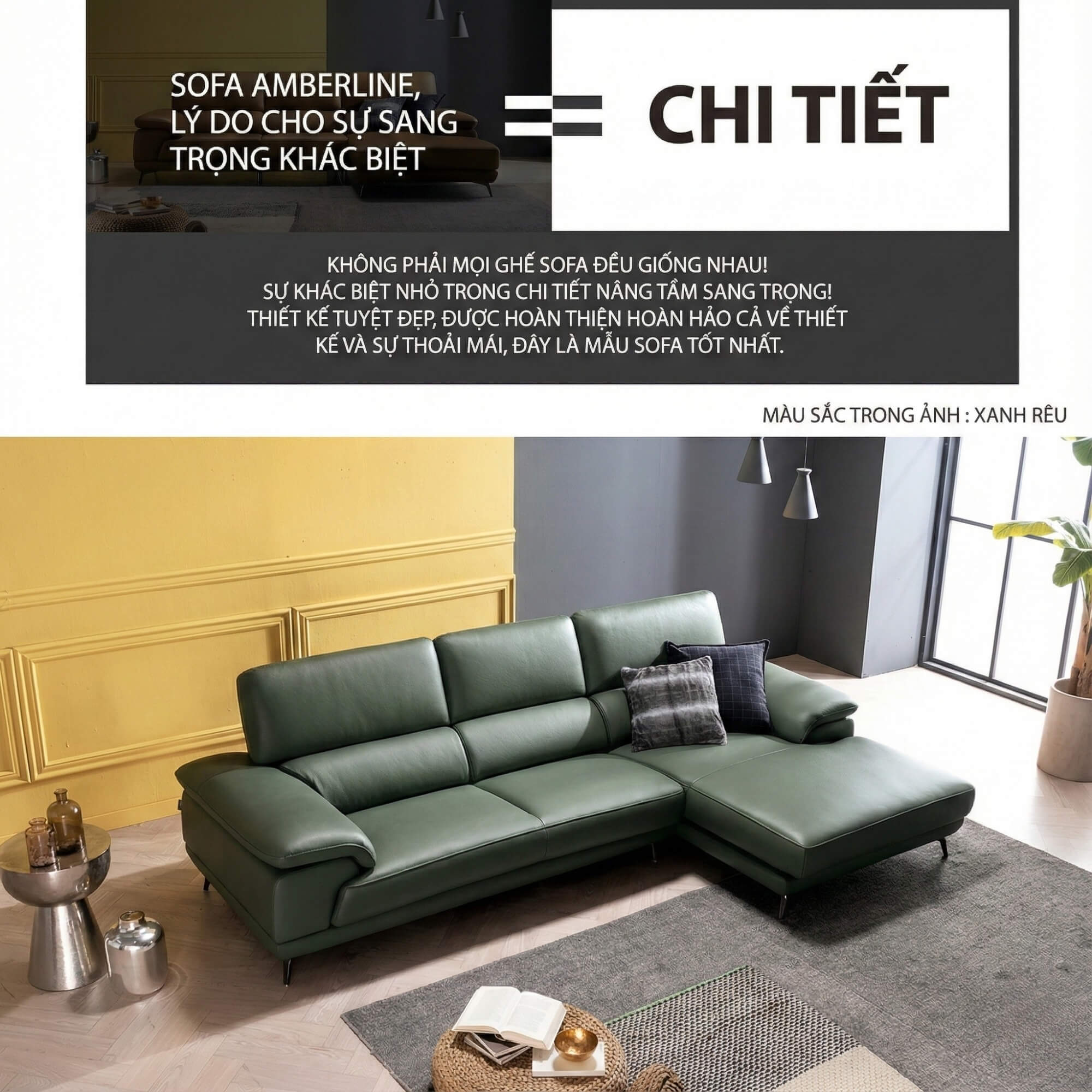 Sofa AMBERLINE - Sofa Góc Thư Giãn Cho Phòng Khách Thanh Lịch