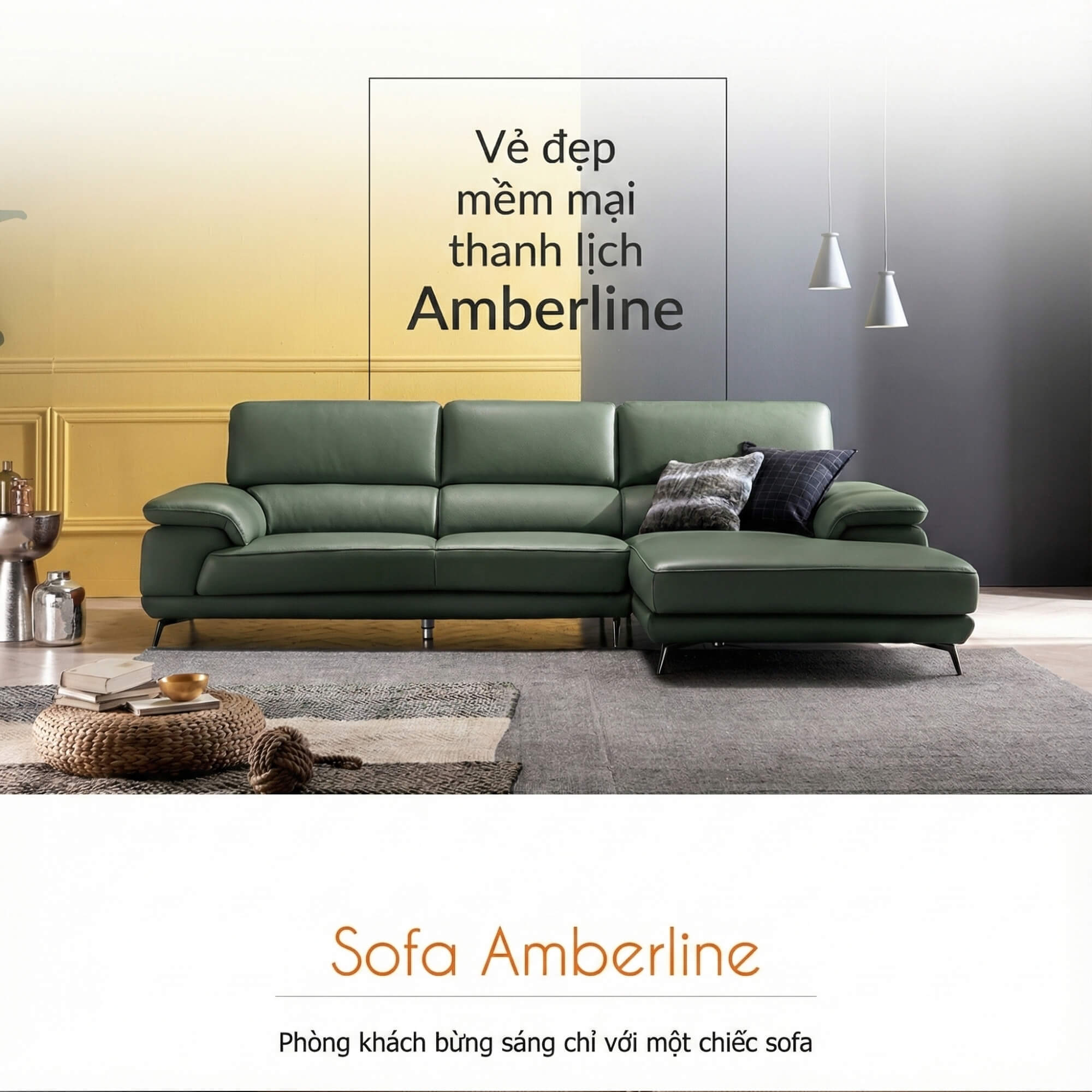 Sofa AMBERLINE - Sofa Góc Thư Giãn Cho Phòng Khách Thanh Lịch
