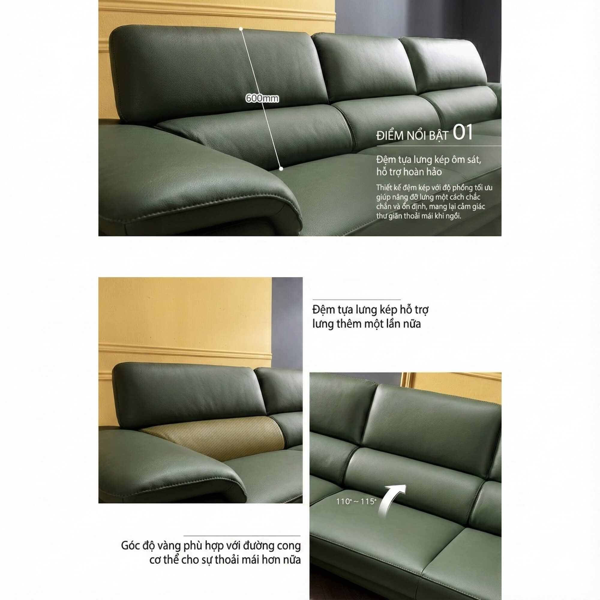 Sofa AMBERLINE - Sofa Góc Thư Giãn Cho Phòng Khách Thanh Lịch