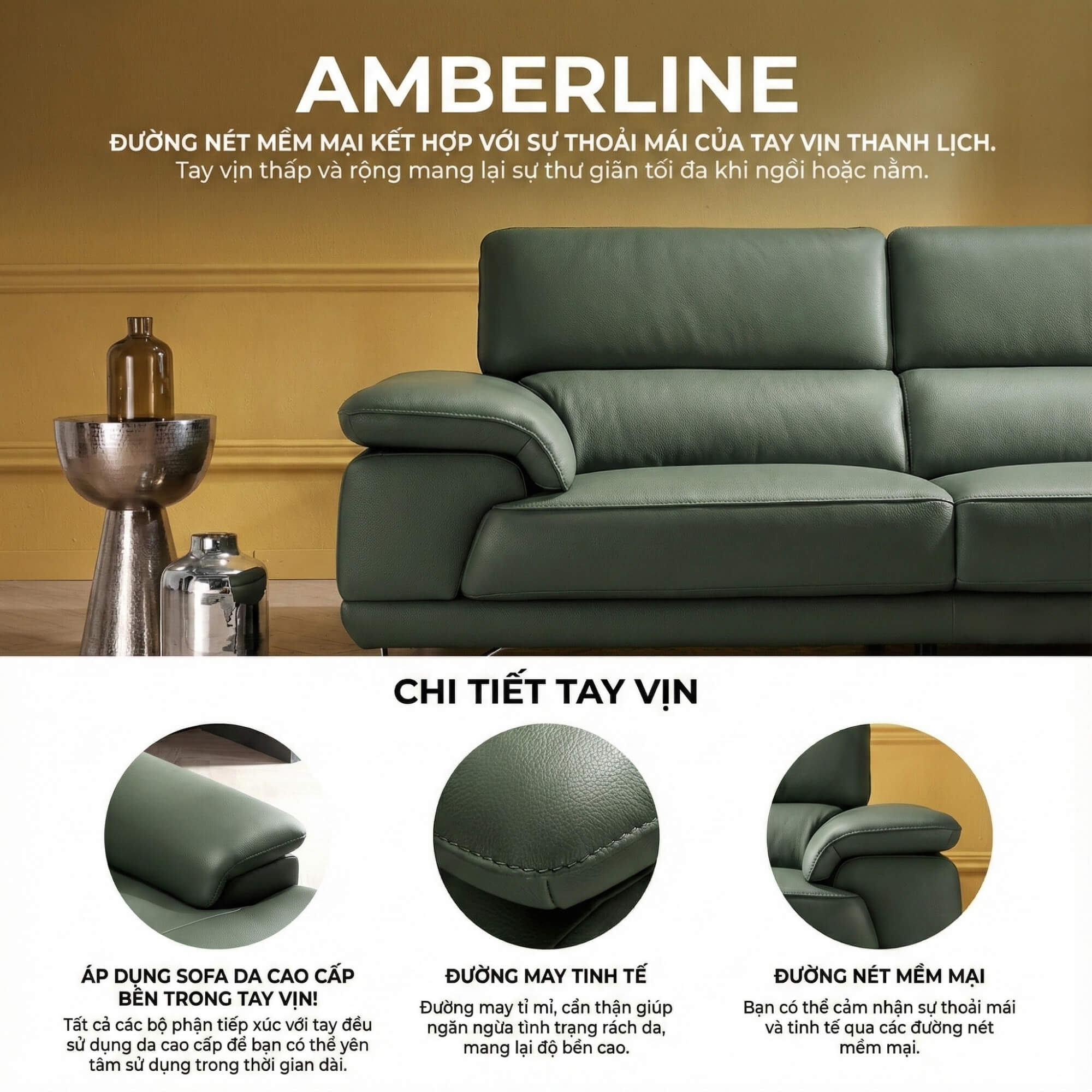 Sofa AMBERLINE - Sofa Góc Thư Giãn Cho Phòng Khách Thanh Lịch