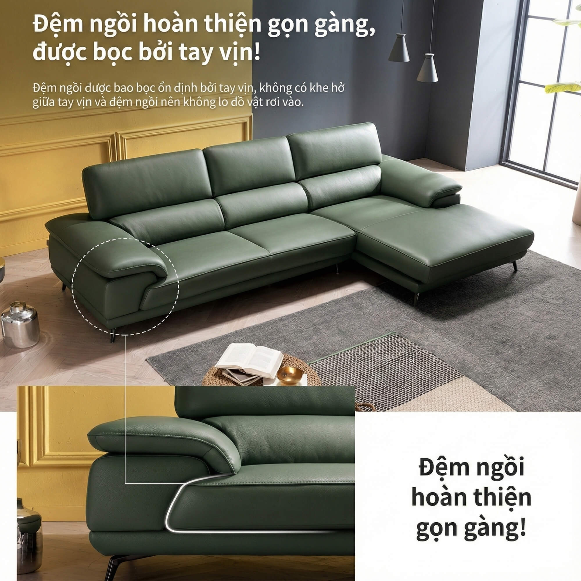 Sofa AMBERLINE - Sofa Góc Thư Giãn Cho Phòng Khách Thanh Lịch