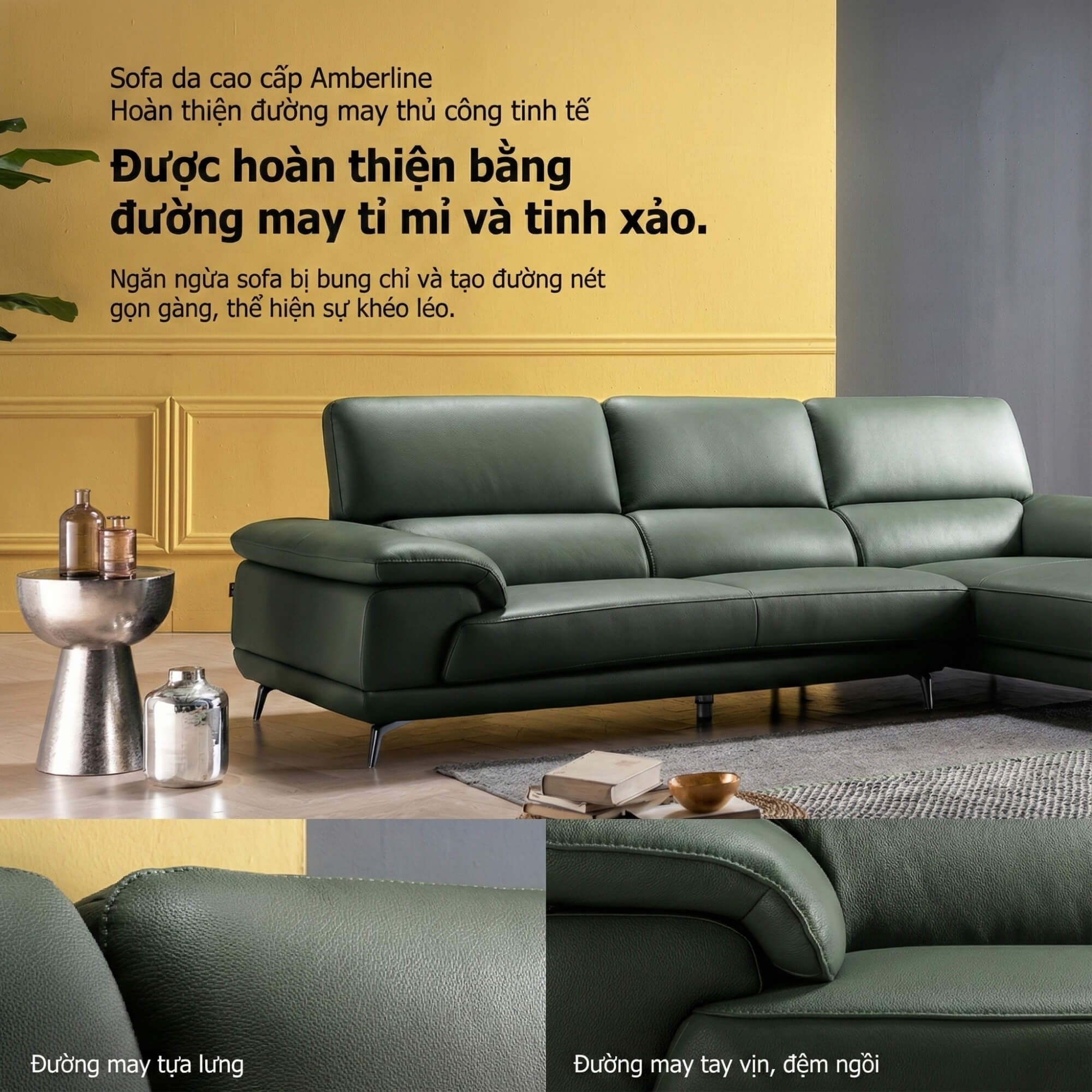 Sofa AMBERLINE - Sofa Góc Thư Giãn Cho Phòng Khách Thanh Lịch