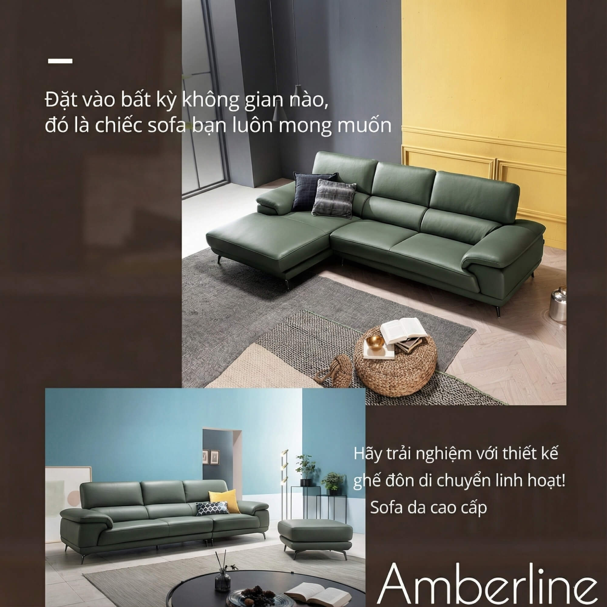 Sofa AMBERLINE - Sofa Góc Thư Giãn Cho Phòng Khách Thanh Lịch