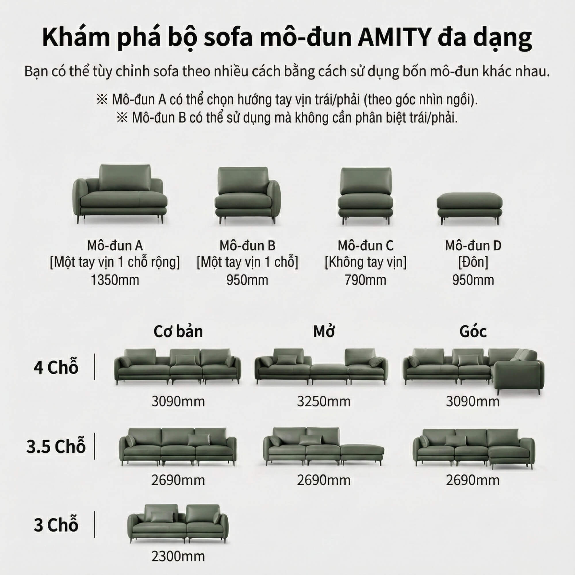 Sofa AMITY – Sofa Đơn Bọc Da Cao Cấp Dạng Module Linh Hoạt Không Tay Vịn