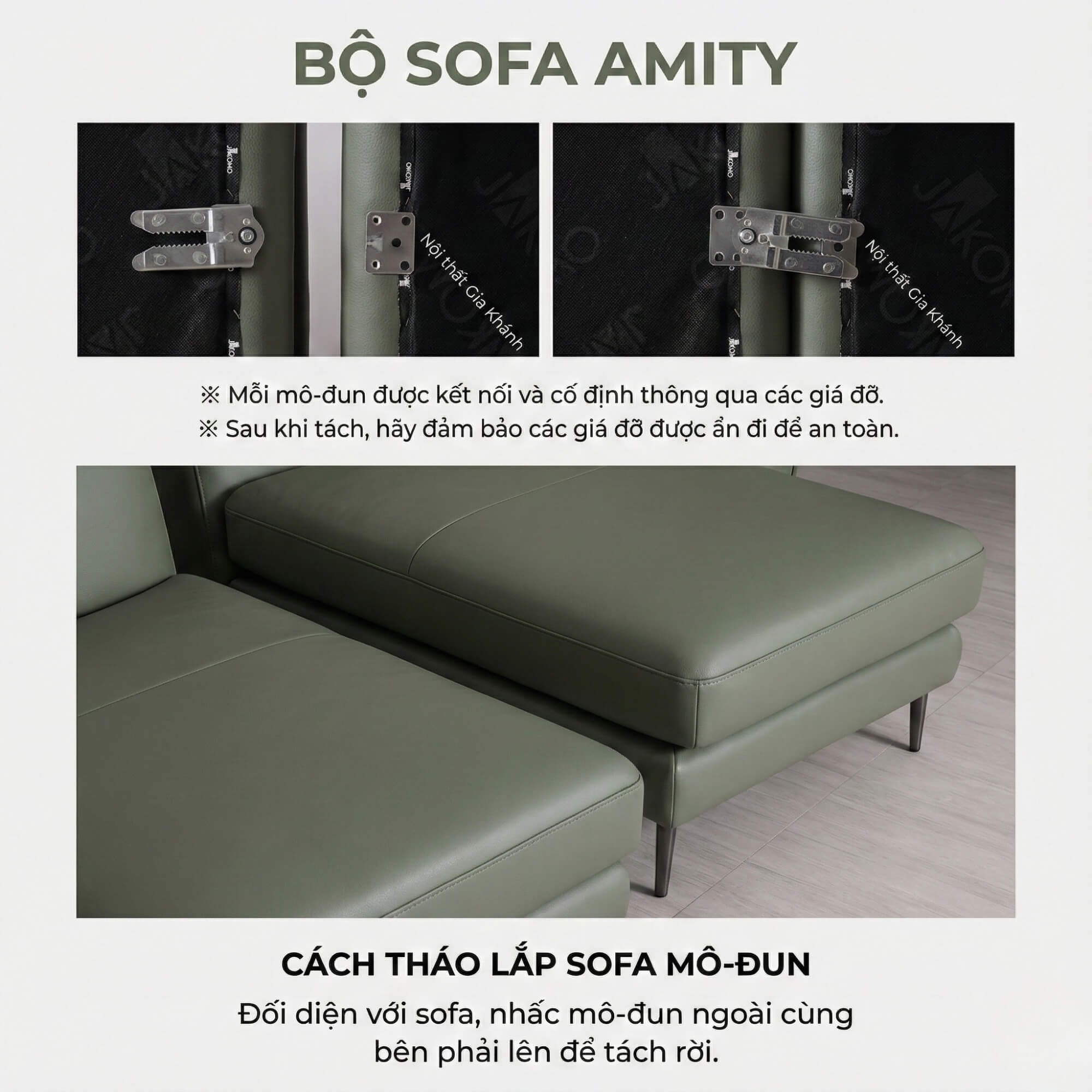 Sofa AMITY – Sofa Đơn Bọc Da Cao Cấp Dạng Module Linh Hoạt Không Tay Vịn