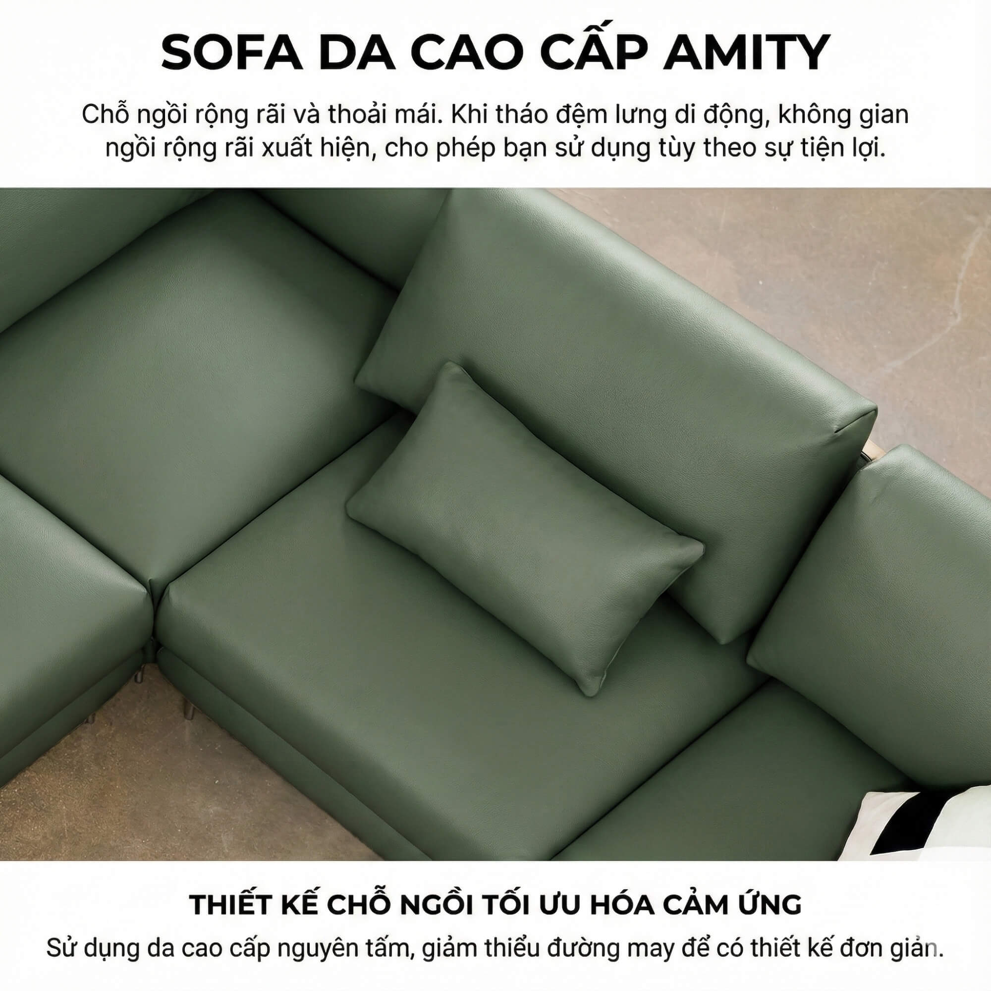 Sofa AMITY – Sofa Đơn Bọc Da Cao Cấp Dạng Module Linh Hoạt Không Tay Vịn