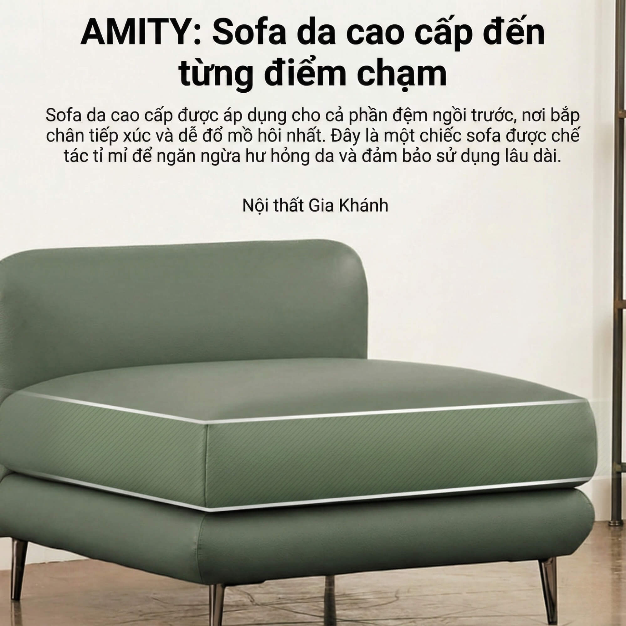Sofa AMITY – Sofa Đơn Bọc Da Cao Cấp Dạng Module Linh Hoạt Không Tay Vịn