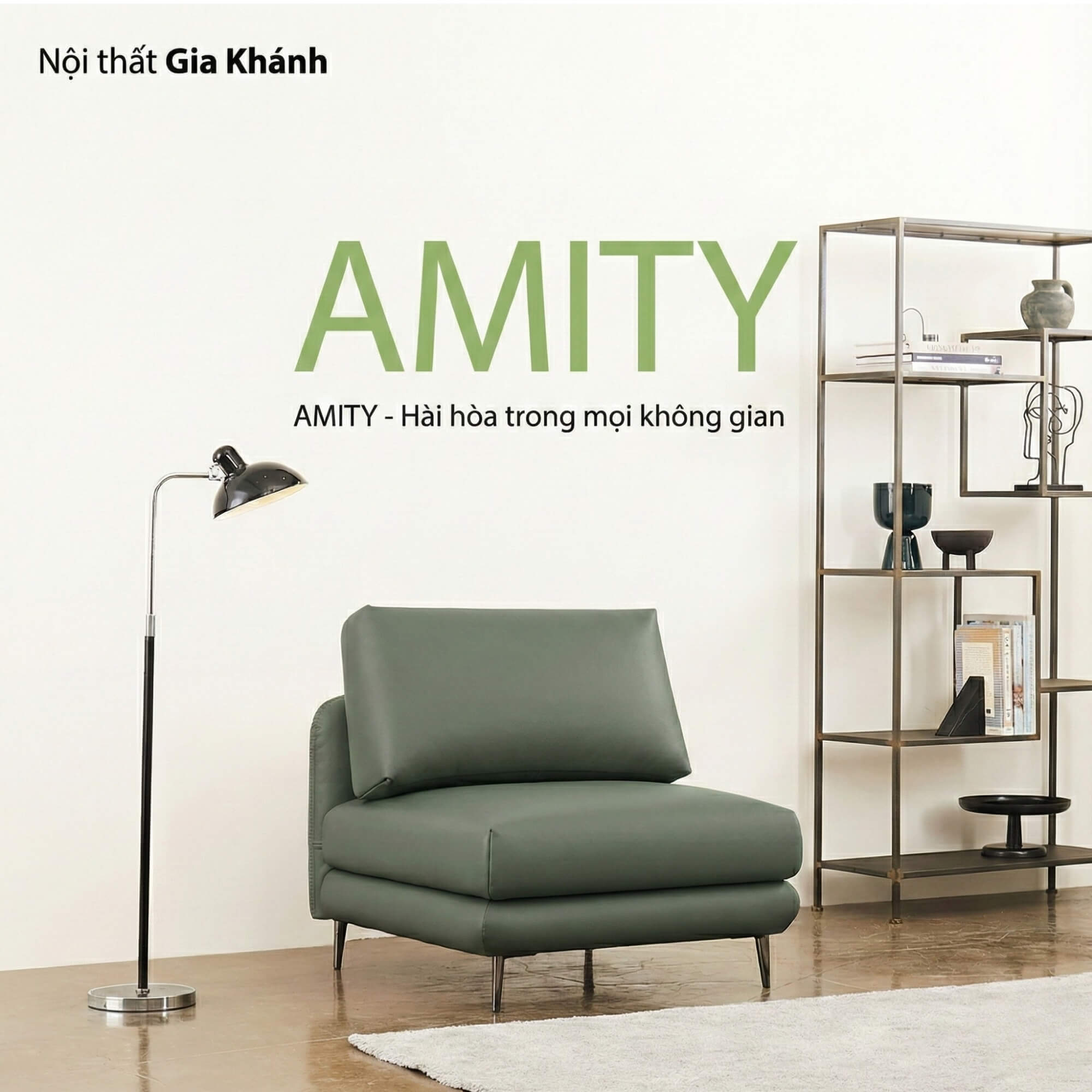 Sofa AMITY – Sofa Đơn Bọc Da Cao Cấp Dạng Module Linh Hoạt Không Tay Vịn