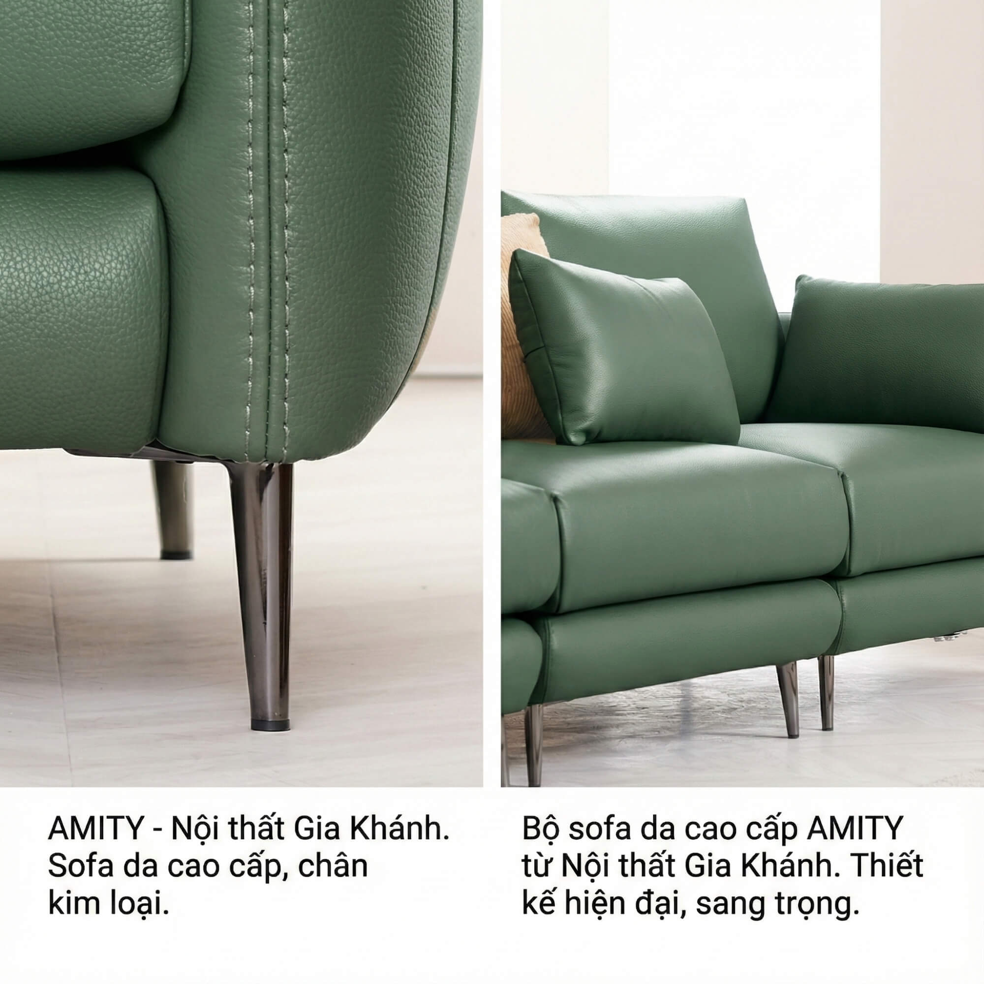 Sofa AMITY – Sofa Đơn Bọc Da Cao Cấp Dạng Module Linh Hoạt Không Tay Vịn