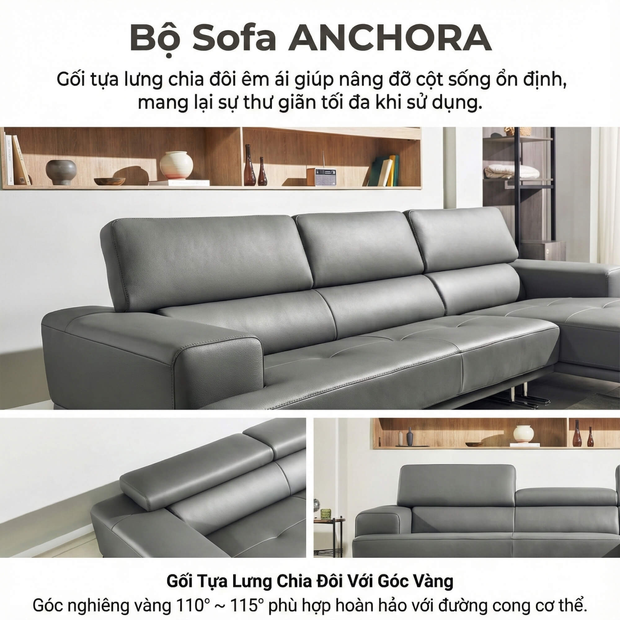 sofa ANCHORA - Sofa Băng Tựa Đầu Thông Minh
