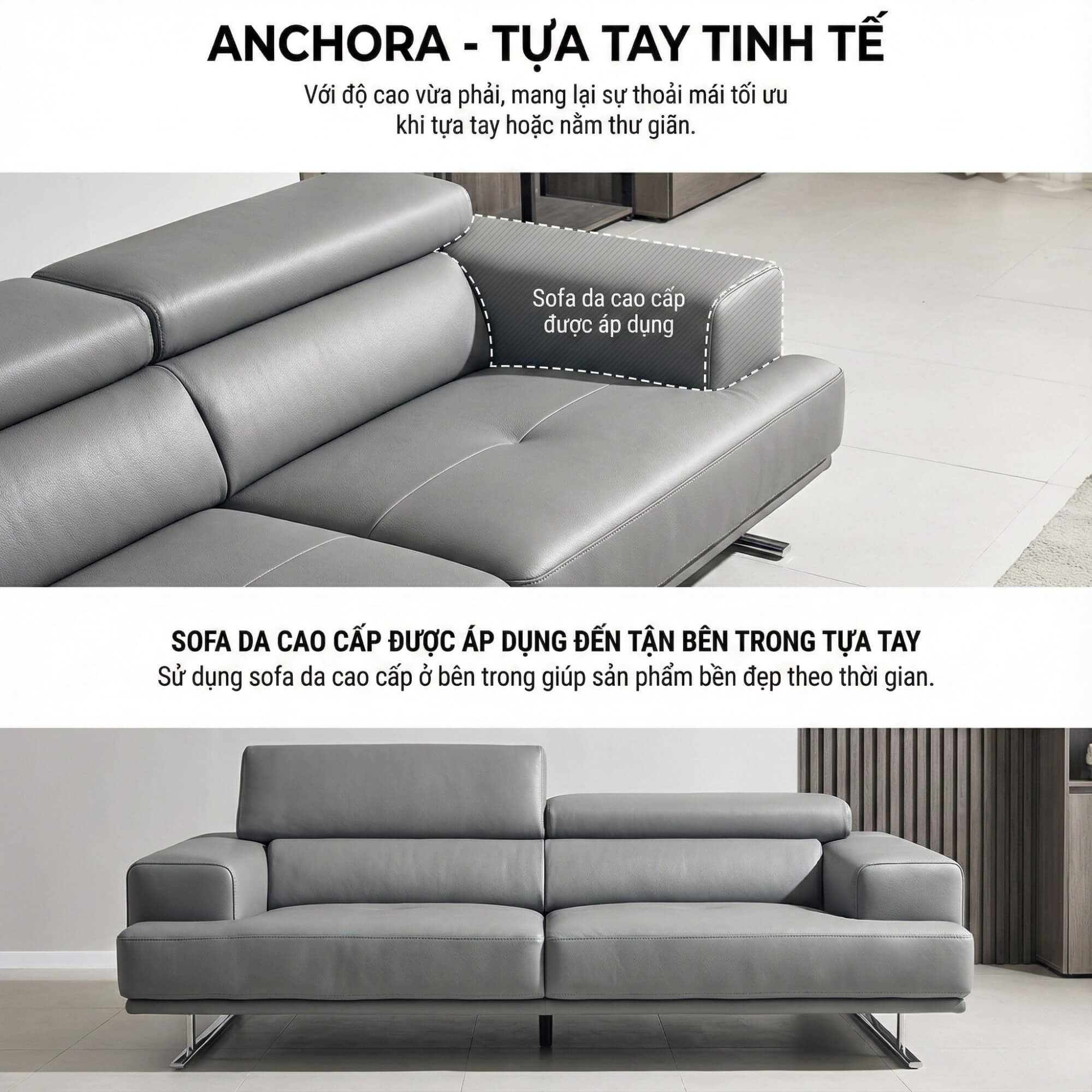 sofa ANCHORA - Sofa Băng Tựa Đầu Thông Minh