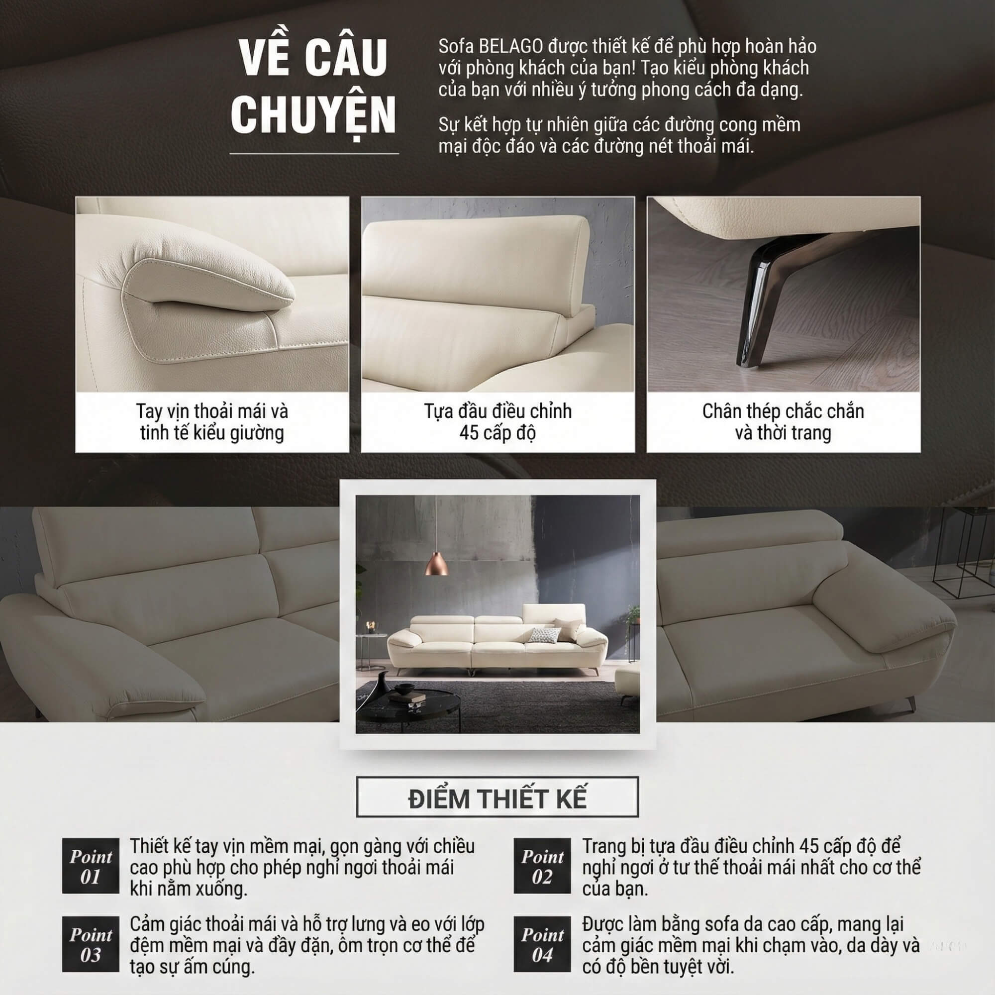 Sofa BELAGO - Sofa Băng Dáng Thuyền Bồng Bềnh Như Mây