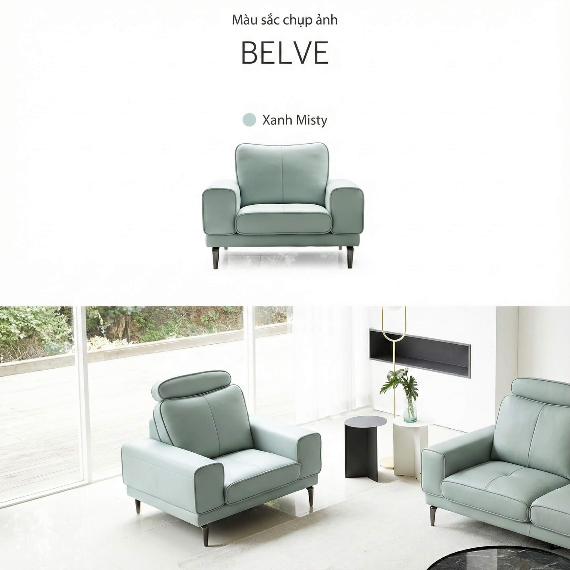 Sofa BELVE - Sofa Da Đơn Trẻ Trung Thư Giãn Sau Ngày Dài 