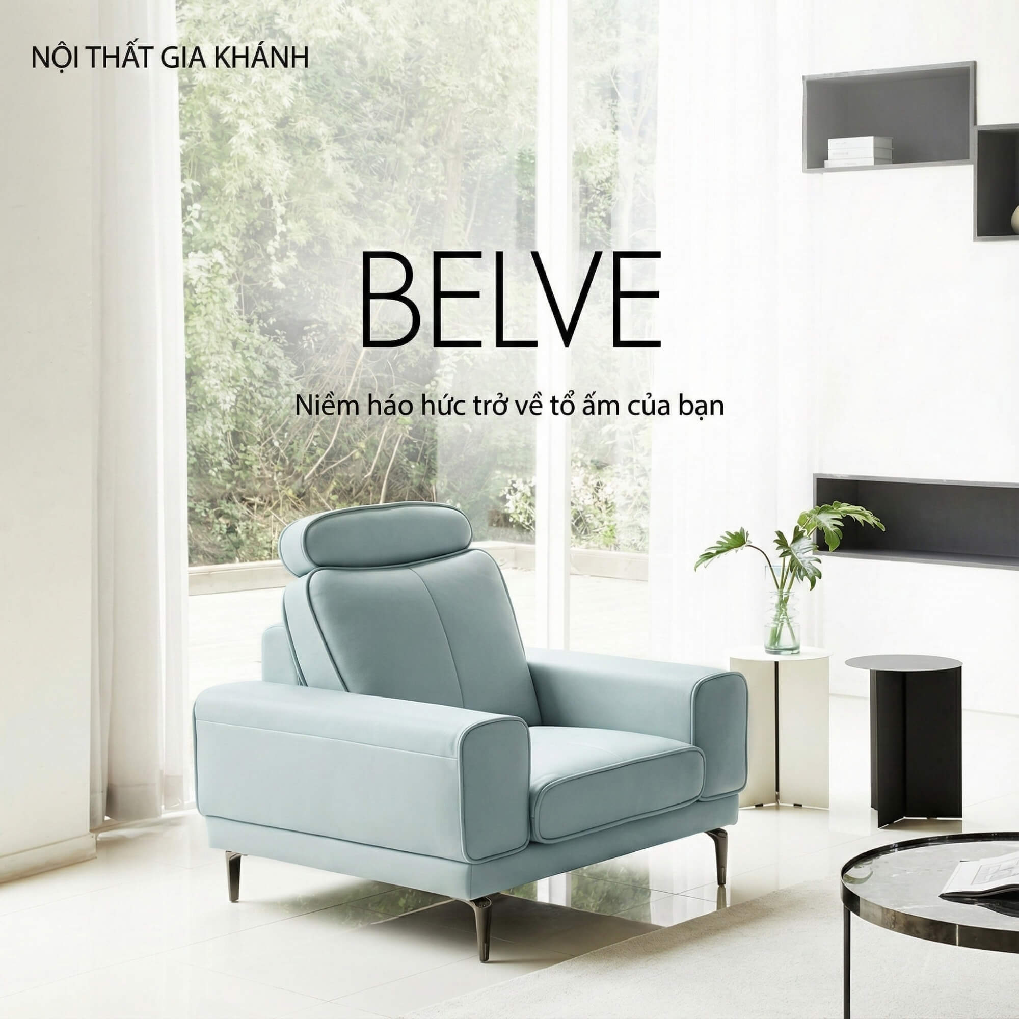 Sofa BELVE - Sofa Da Đơn Trẻ Trung Thư Giãn Sau Ngày Dài 