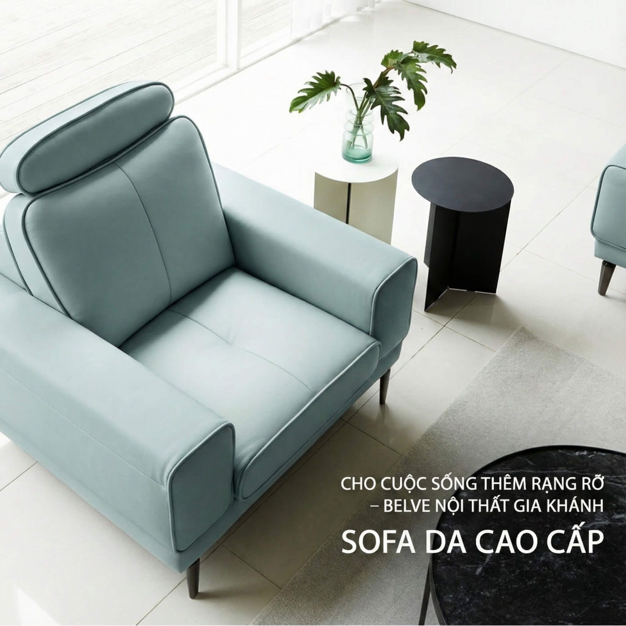 Sofa BELVE - Sofa Da Đơn Trẻ Trung Thư Giãn Sau Ngày Dài 