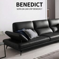 Sofa BENEDICT - Sofa Băng 4 Chỗ Bọc Da Với Tay Điều Chỉnh Thông Minh