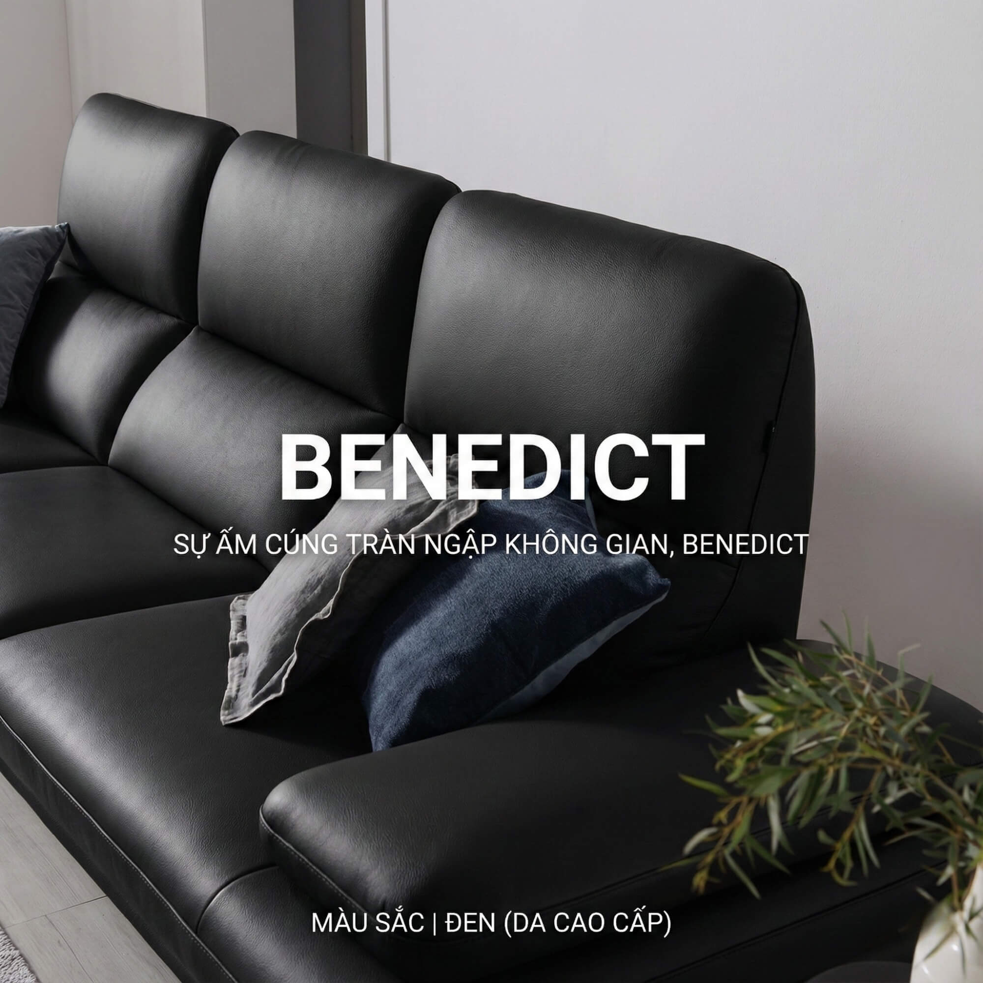 Sofa BENEDICT - Sofa Băng 4 Chỗ Bọc Da Với Tay Điều Chỉnh Thông Minh