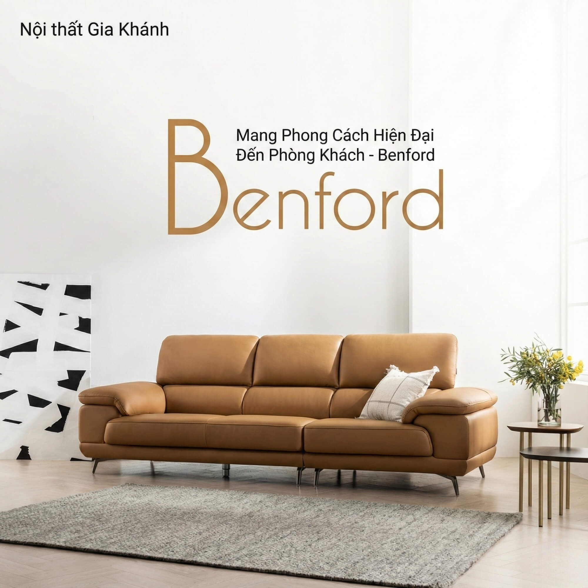 Sofa BENFORD – Sofa Băng Hiện Đại Bọc Da Thiết Di Chuyển Tự Do Êm Ái
