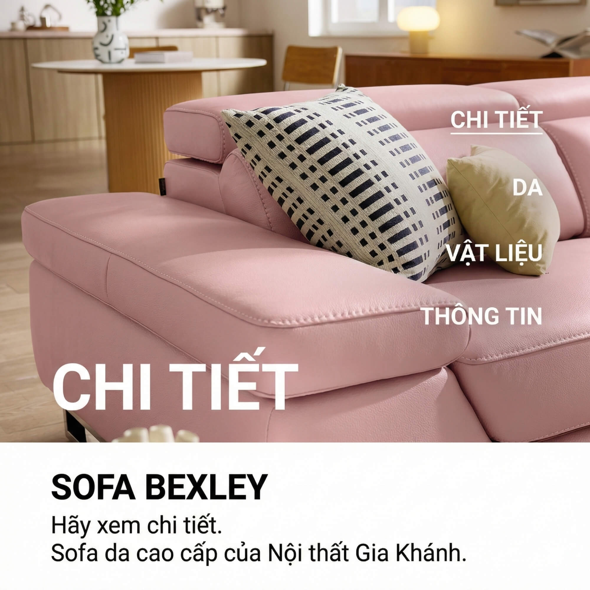 Sofa BEXLEY – Sofa Da 4 Chỗ Hiện Đại Thiết Kế Tựa Đầu Thông Minh Đẳng Cấp