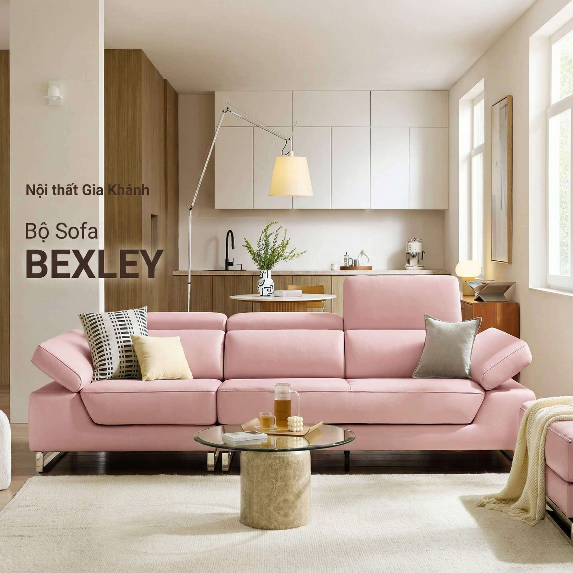 Sofa BEXLEY – Sofa Da 4 Chỗ Hiện Đại Thiết Kế Tựa Đầu Thông Minh Đẳng Cấp