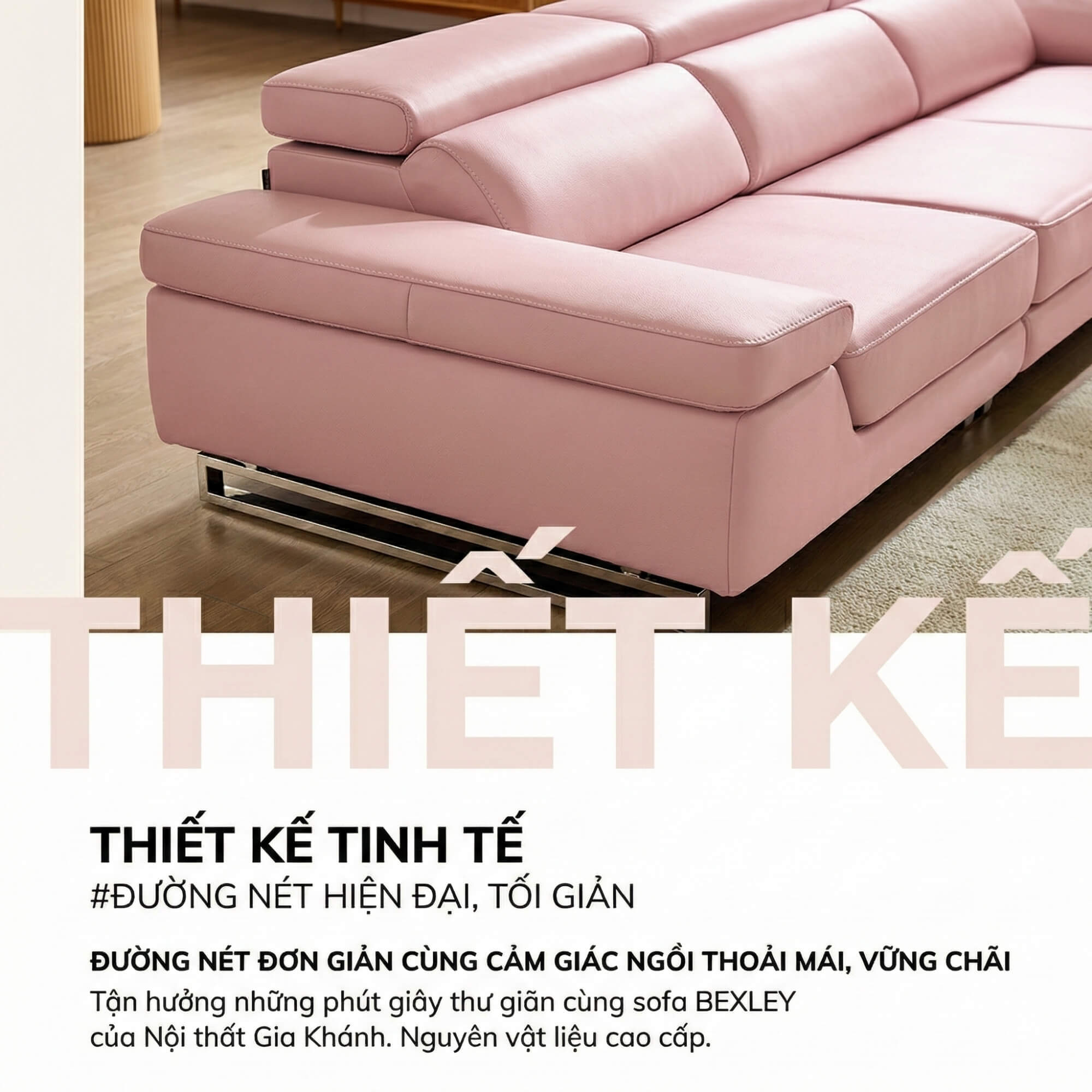 Sofa BEXLEY – Sofa Da 4 Chỗ Hiện Đại Thiết Kế Tựa Đầu Thông Minh Đẳng Cấp