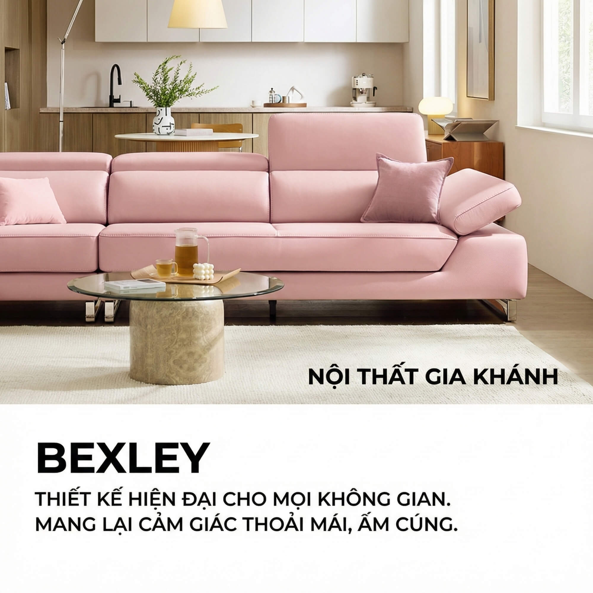 Sofa BEXLEY – Sofa Da 4 Chỗ Hiện Đại Thiết Kế Tựa Đầu Thông Minh Đẳng Cấp